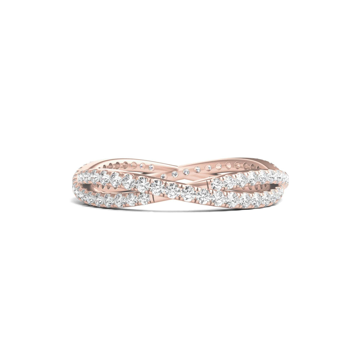 7/8 CT. Tw. Lab Grown Diamond Infinity Twist Eternity Band Ring 14K Rose Gold Round Brilliant Cut Size 4