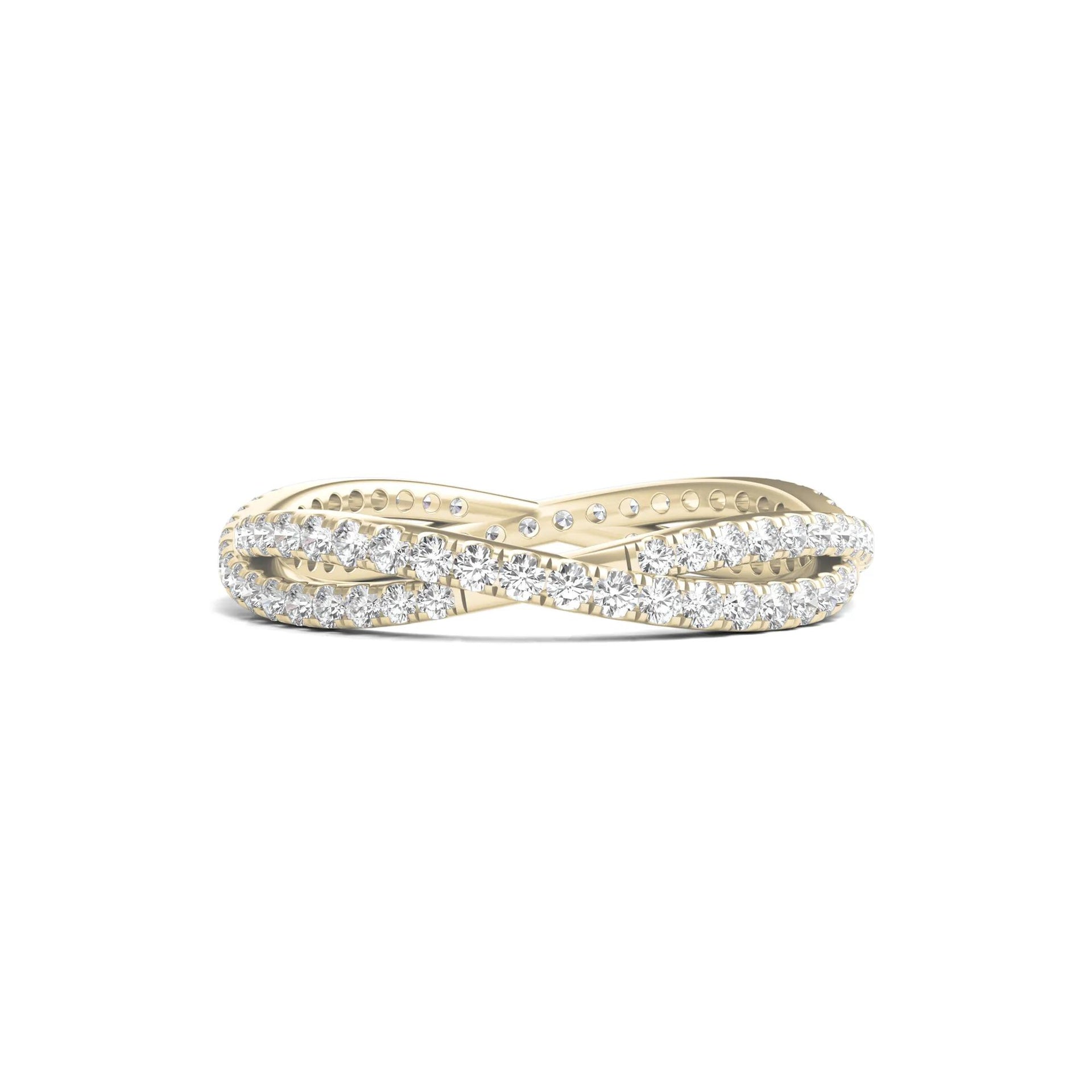 7/8 CT. Tw. Lab Grown Diamond Infinity Twist Eternity Band Ring 14K Yellow Gold Round Brilliant Cut Size 7.5