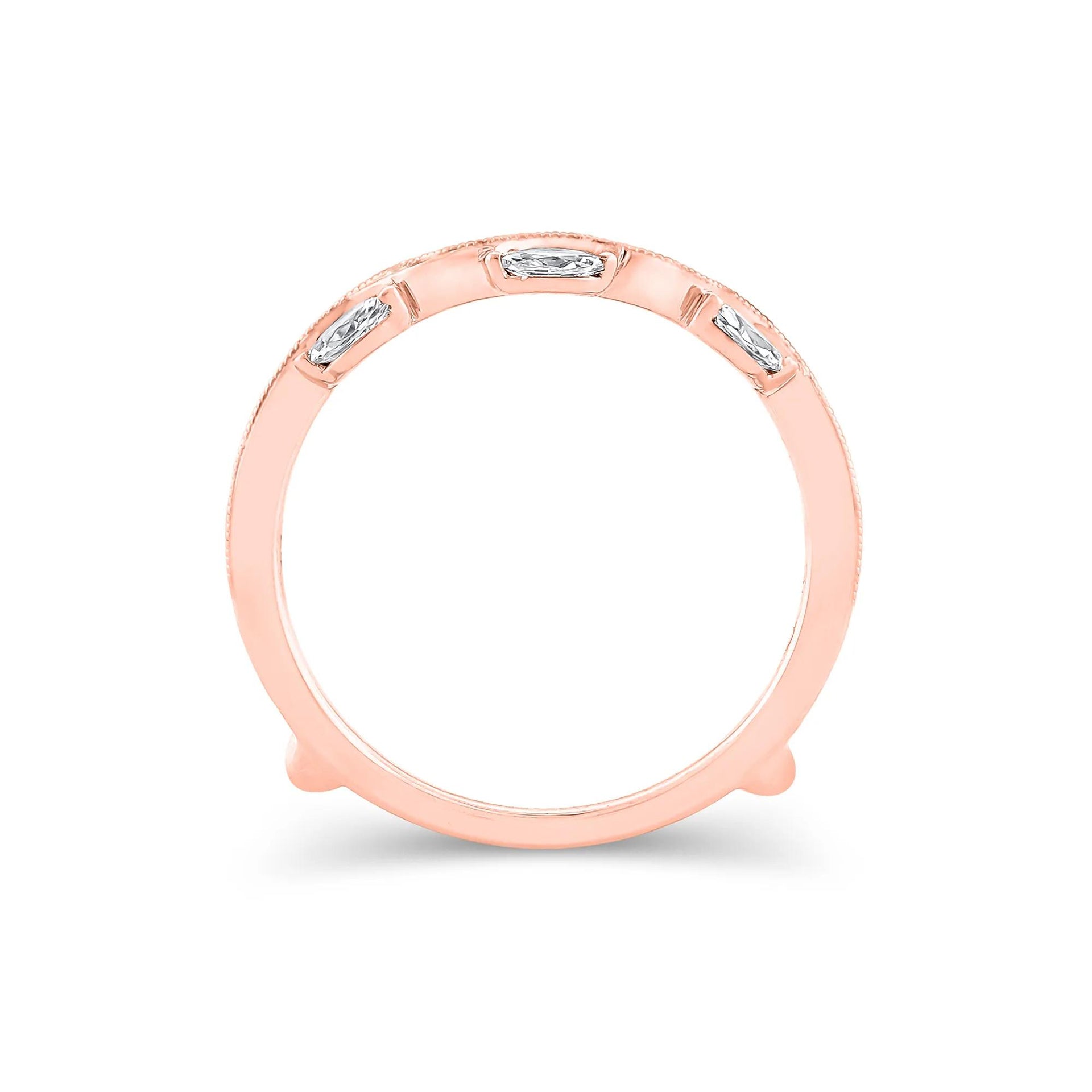 1/2 CT. Tw. Lab Grown Diamond Insert 14K Rose Gold Ring Size 6 11mm