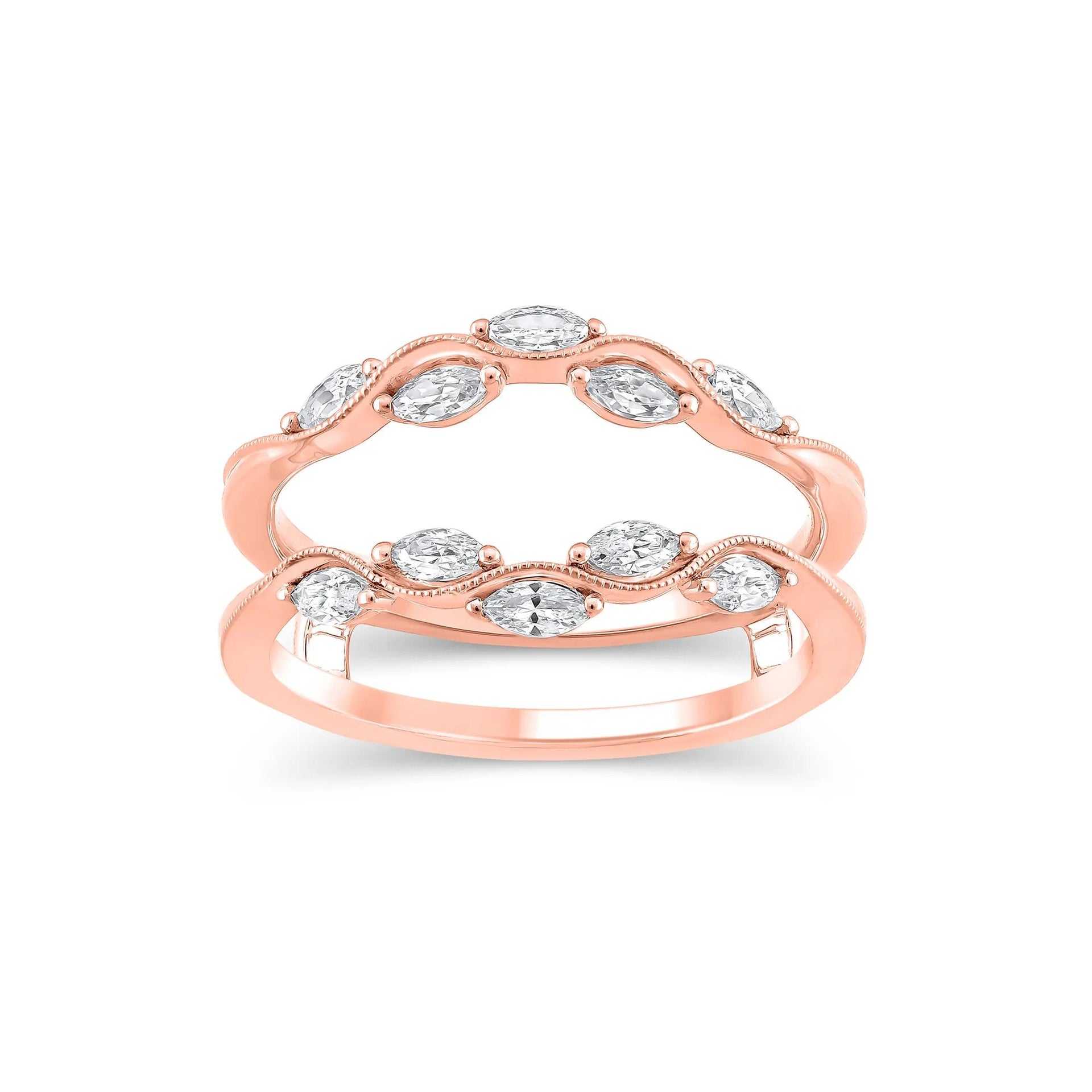 1/2 CT. Tw. Lab Grown Diamond Insert 14K Rose Gold Ring Size 6 11mm