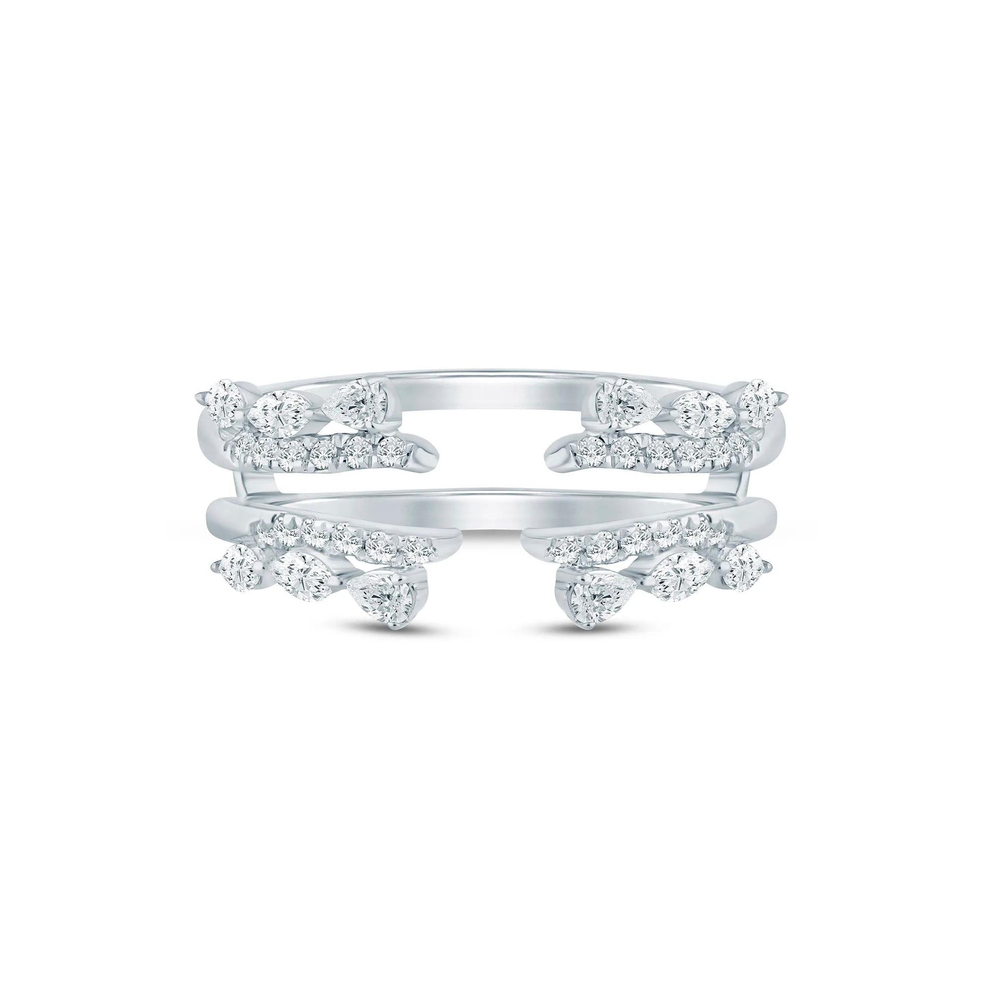 1/2 CT. Tw. Lab Grown Diamond Insert 14K White Gold Ring Size 6 2.5mm