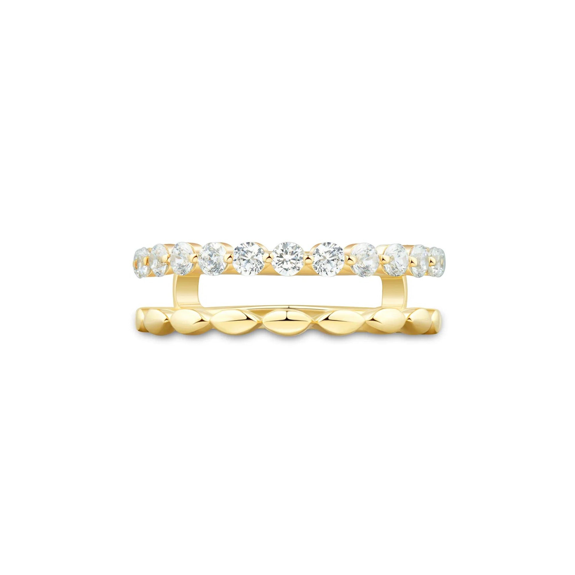 1/2 CT. Tw. Lab Grown Diamond Insert 14K Yellow Gold Ring Round Brilliant Cut Size 6.5 1mm