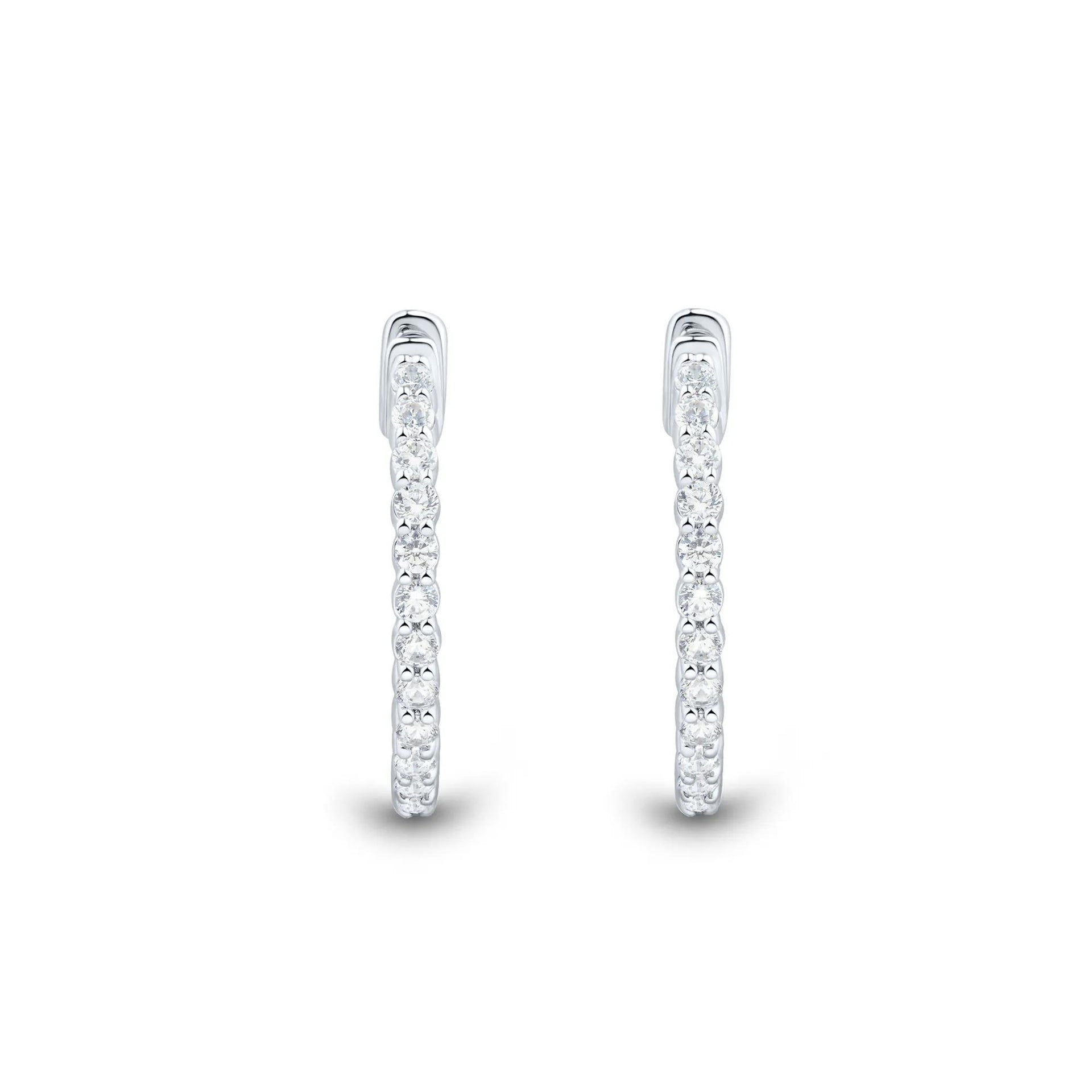 1 CT. Tw. Lab Grown Diamond Inside-Out Hoop Earrings 10K White Gold Size 21.00mm