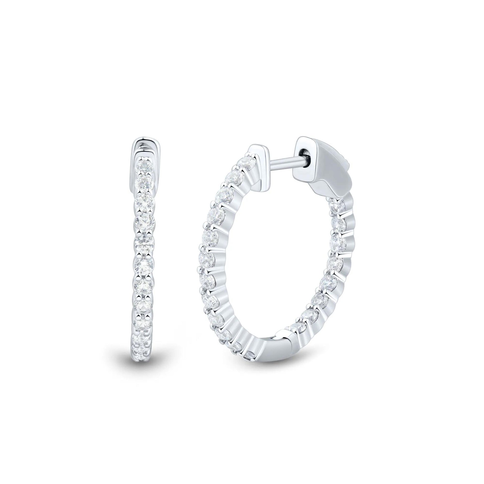1 CT. Tw. Lab Grown Diamond Inside-Out Hoop Earrings 10K White Gold Size 21.00mm