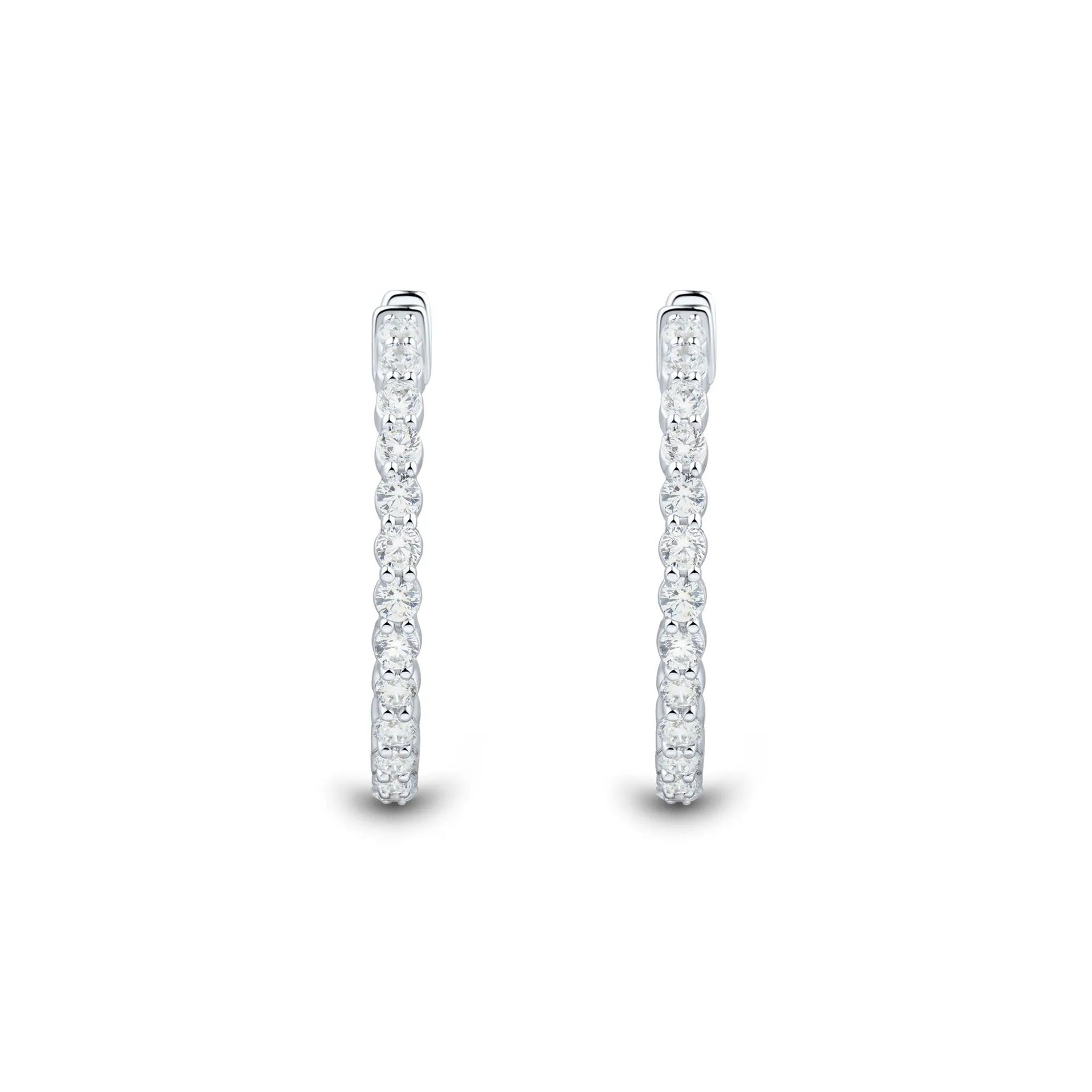 2 CT. Tw. Lab Grown Diamond Inside-Out Hoop Earrings 10K White Gold Size 26.00mm