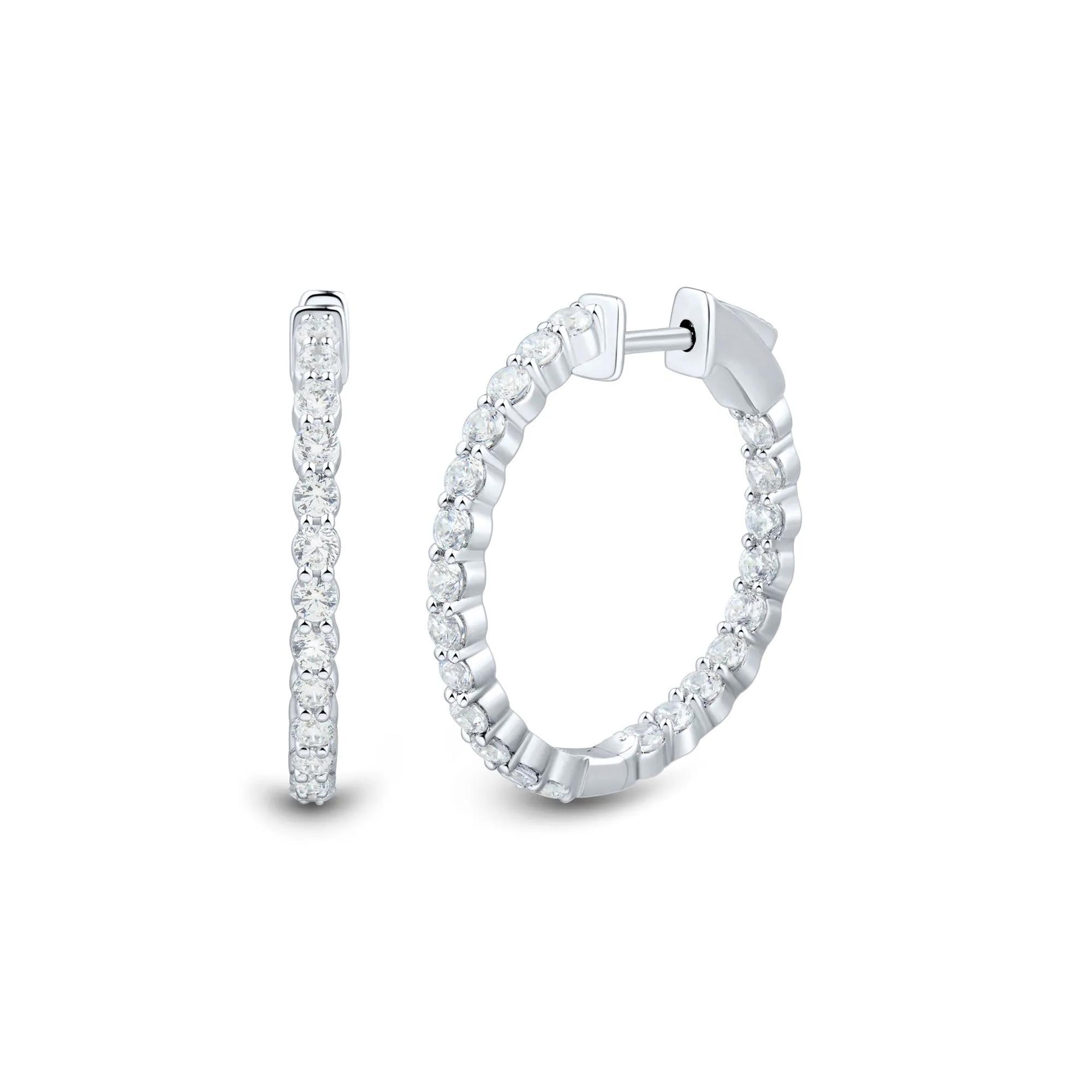 2 CT. Tw. Lab Grown Diamond Inside-Out Hoop Earrings 10K White Gold Size 26.00mm