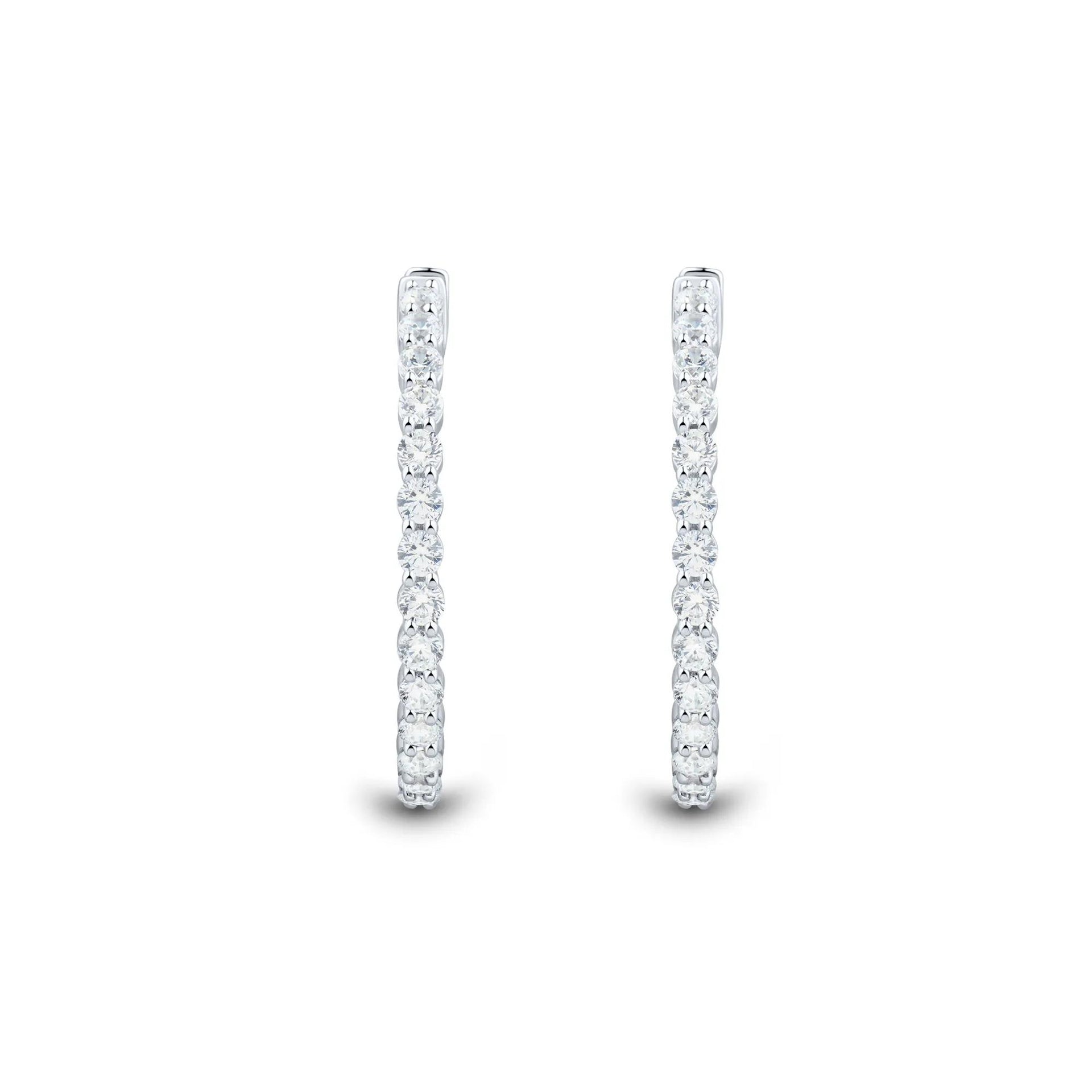 3 CT. Tw. Lab Grown Diamond Inside-Out Hoop Earrings 10K White Gold Size 30.00mm