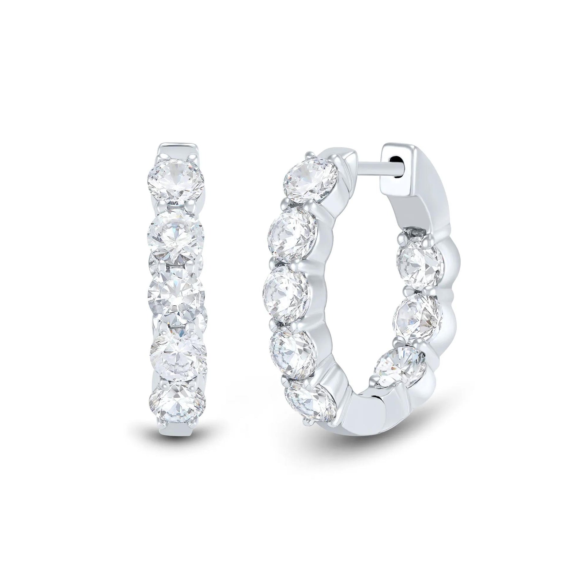 3 CT. Tw. Lab Grown Diamond Inside-Out Hoop Earrings 14K White Gold Size 20.00mm