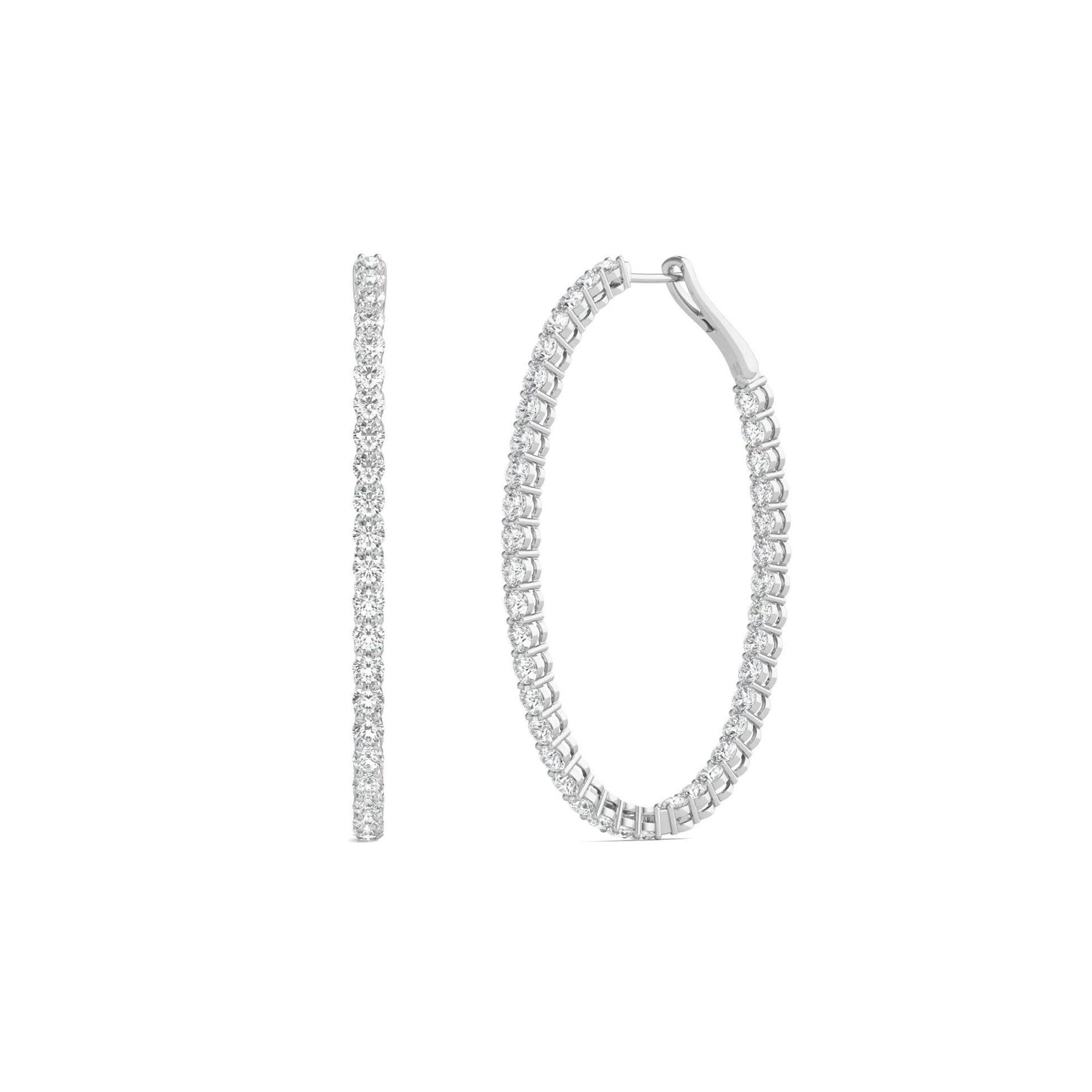 5 CT. Tw. Lab Grown Diamond Inside-Out Oval Hoop Earrings 14K White Gold Size 35.00mm