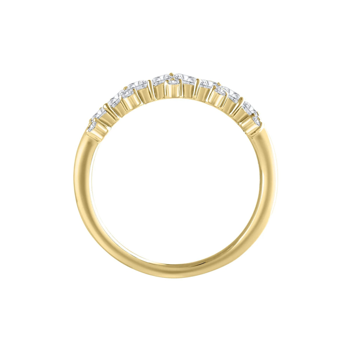 1/2 CT. Tw. Lab Grown Diamond Marquise and Round Anniversary Band Ring 14K Yellow Gold Size 6.5 1mm