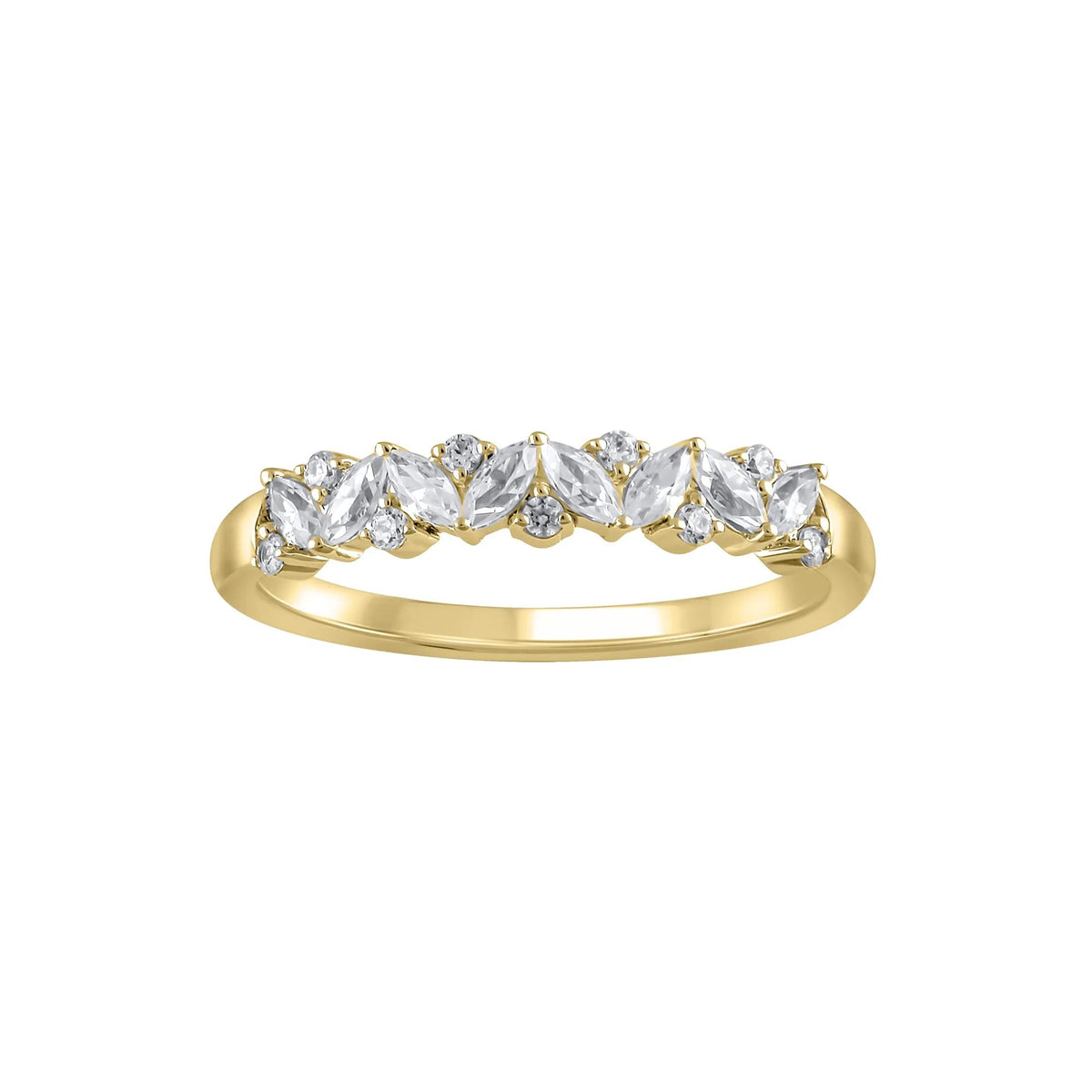 1/2 CT. Tw. Lab Grown Diamond Marquise and Round Anniversary Band Ring 14K Yellow Gold Size 6.5 1mm