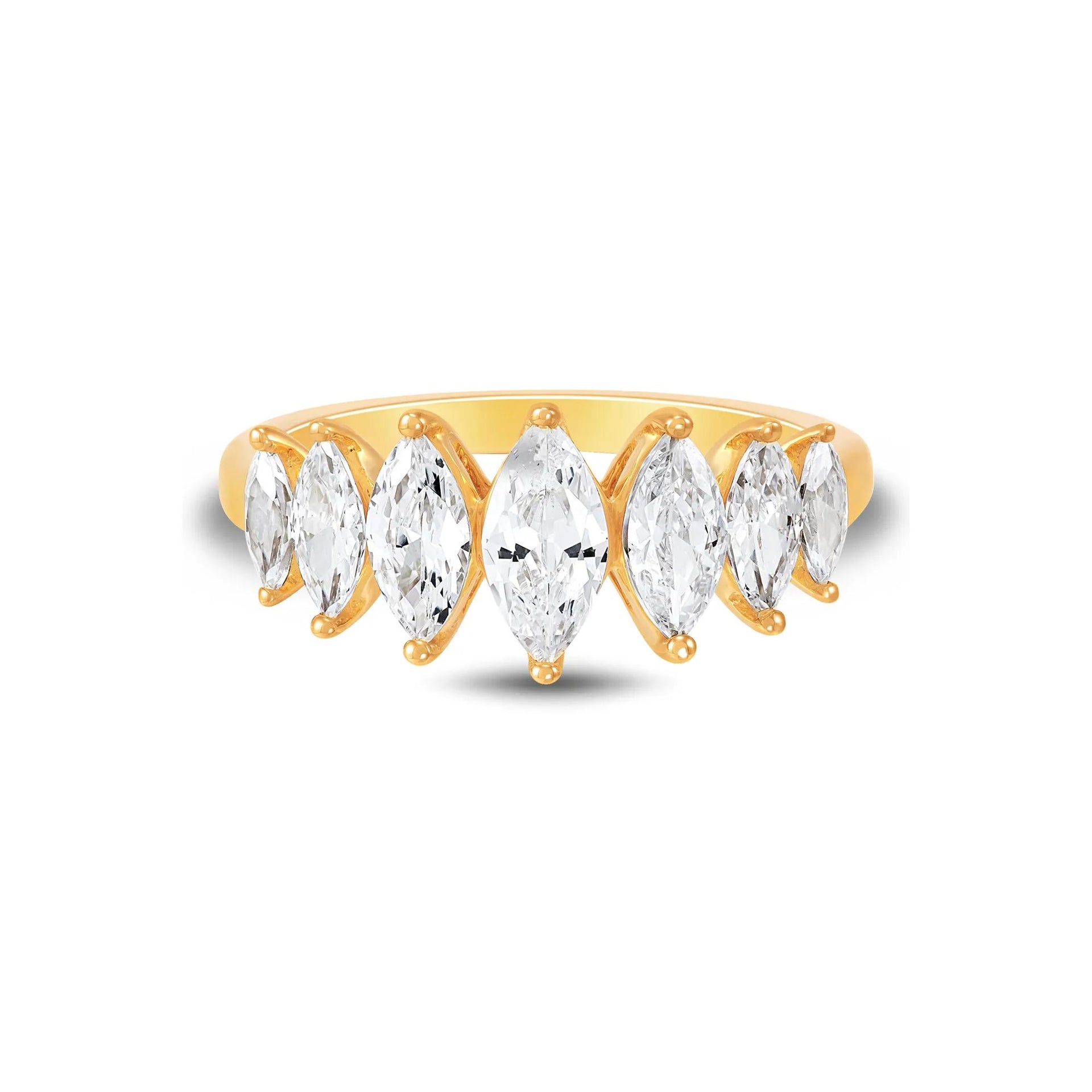 2 CT. Tw. Lab Grown Diamond Marquise Band Ring 14K Yellow Gold Size 9 1mm