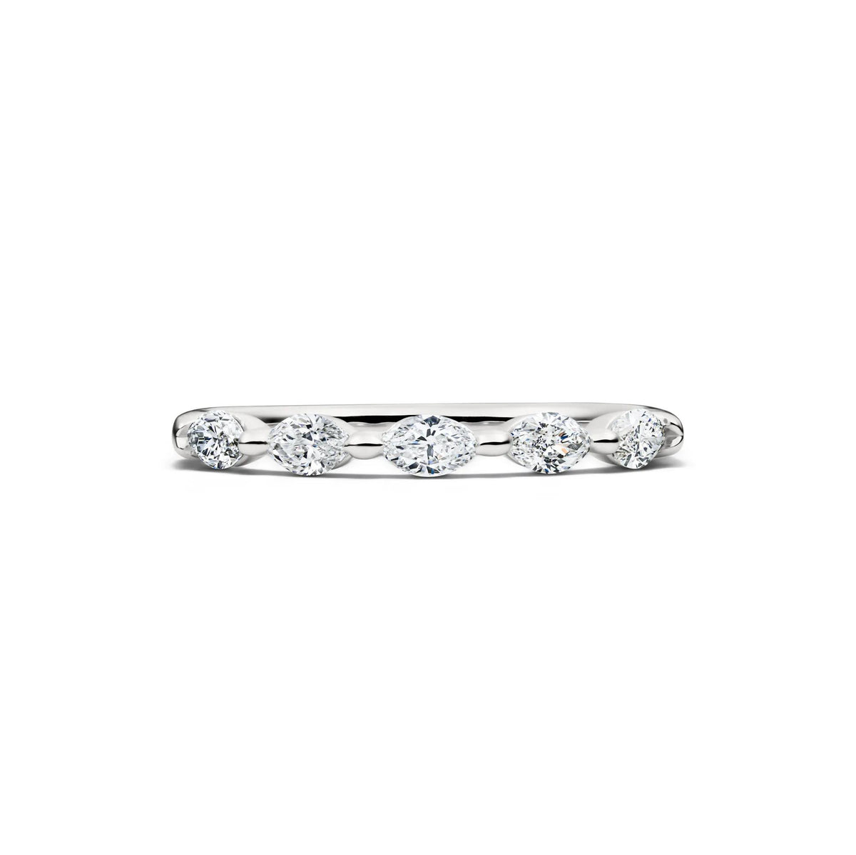 1/2 CT. Tw. Lab Grown Diamond Marquise Anniversary Band Ring 14K White Gold Size 7.5