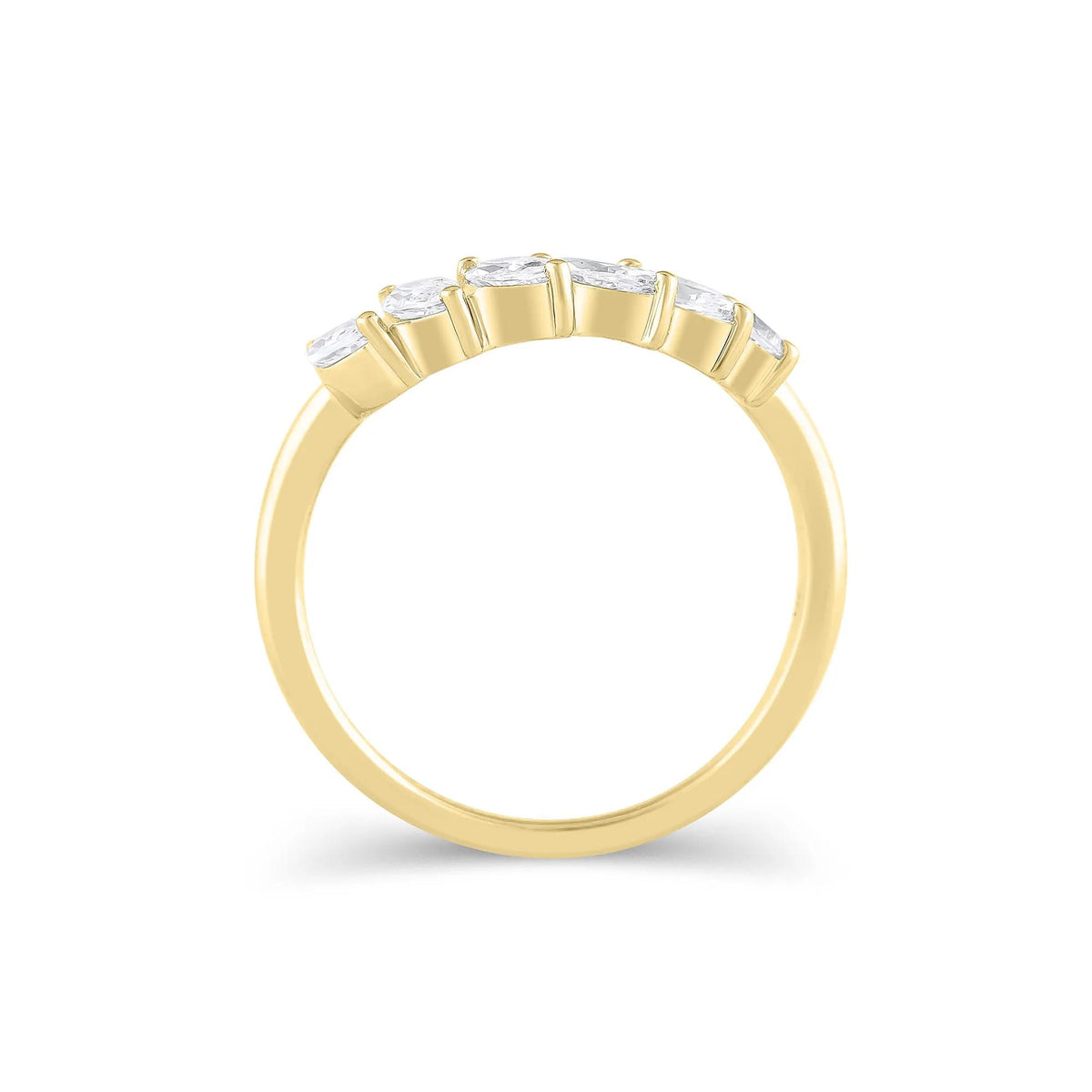3/4 CT. Tw. Lab Grown Diamond Marquise-Cut Contour Band Ring 14K Yellow Gold Round Brilliant Cut Size 5.5 9mm