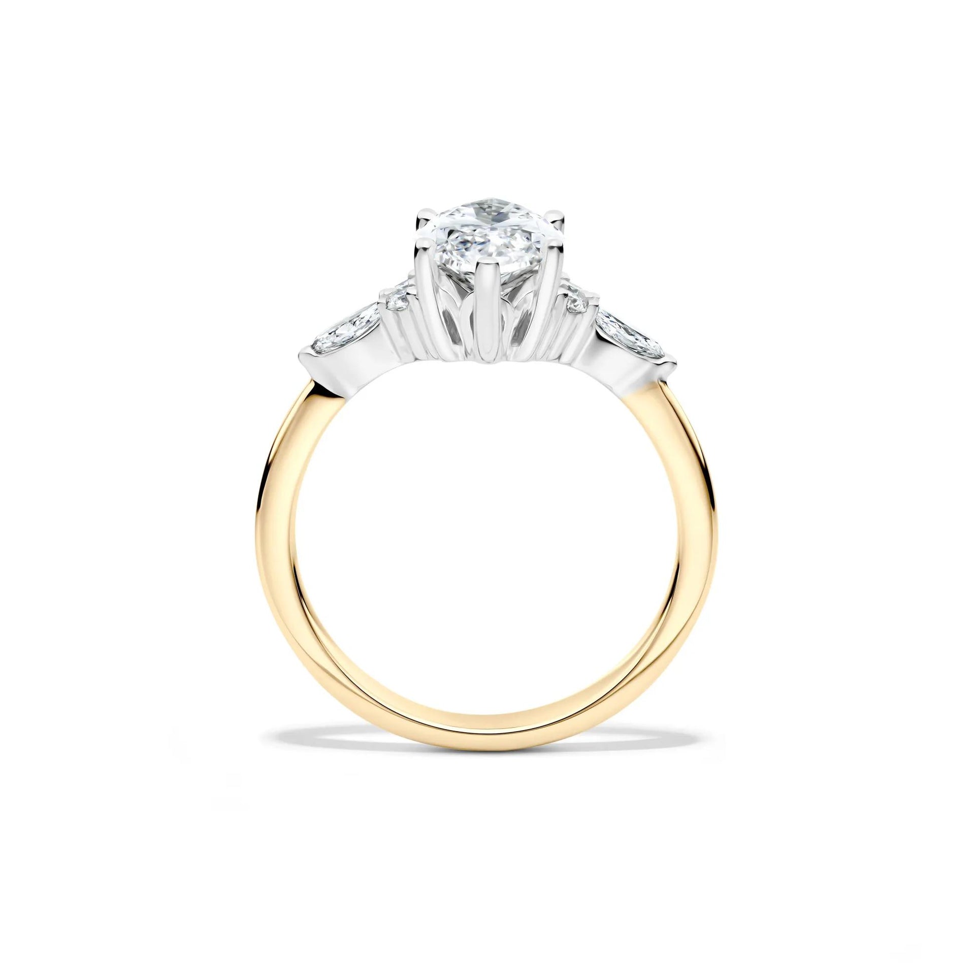 2 1/4 CT. Tw. Lab Grown Diamond Marquise-Cut Engagement Ring 14K Yellow and White Gold Size 8.5 1mm