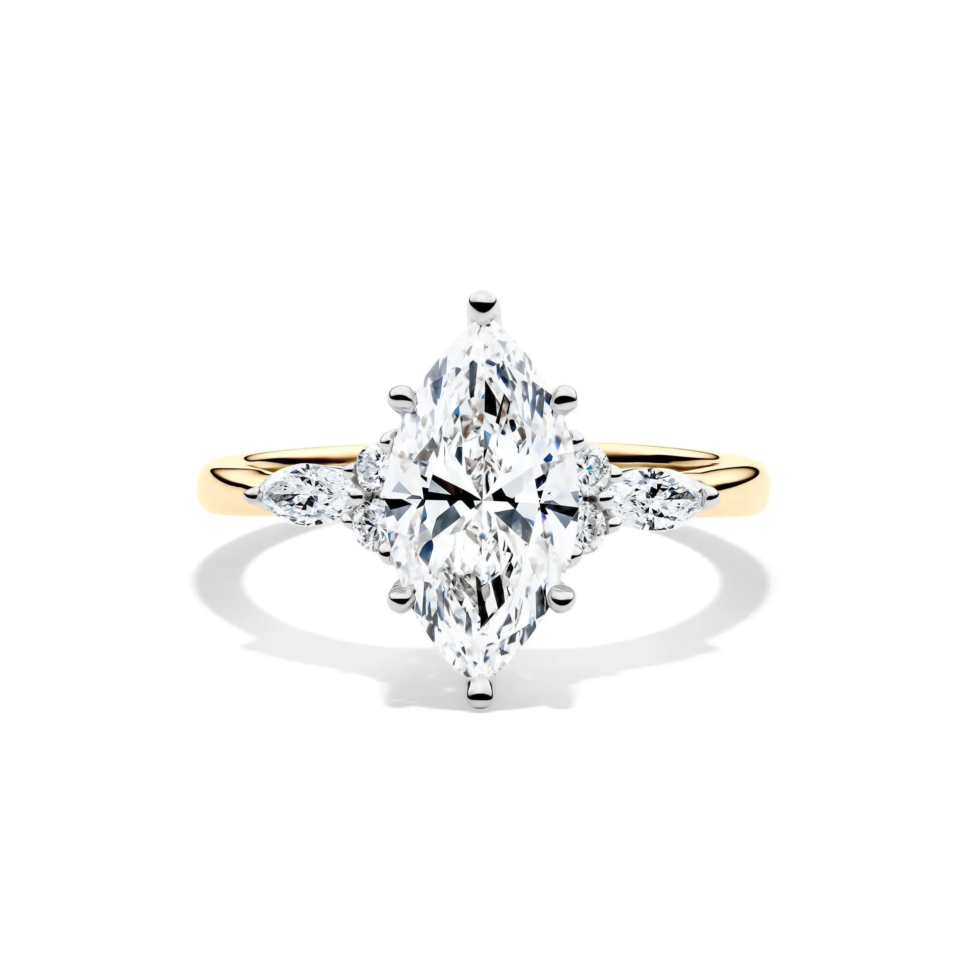 2 1/4 CT. Tw. Lab Grown Diamond Marquise-Cut Engagement Ring 14K Yellow and White Gold Size 8.5 1mm