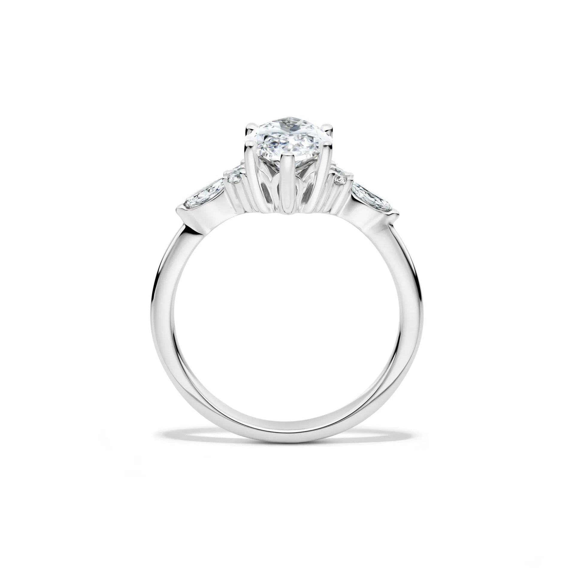2 1/4 CT. Tw. Lab Grown Diamond Marquise-Cut Engagement Ring 14K White Gold Round Brilliant Cut Size 6 1mm