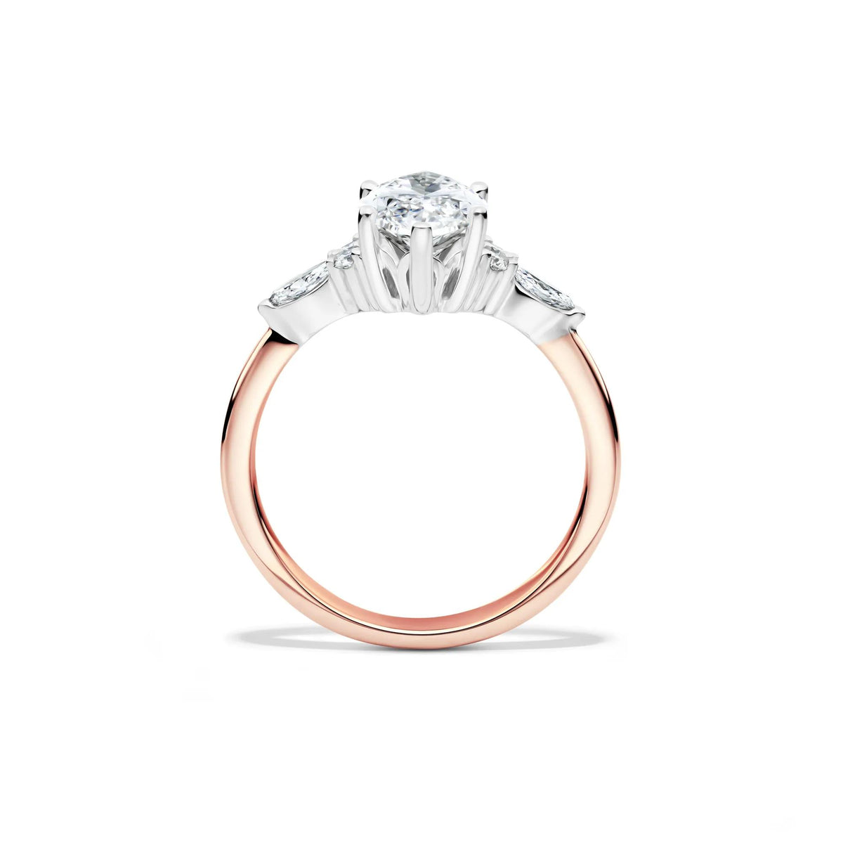 2 1/4 CT. Tw. Lab Grown Diamond Marquise-Cut Engagement Ring 14K Rose and White Gold Size 5 1mm