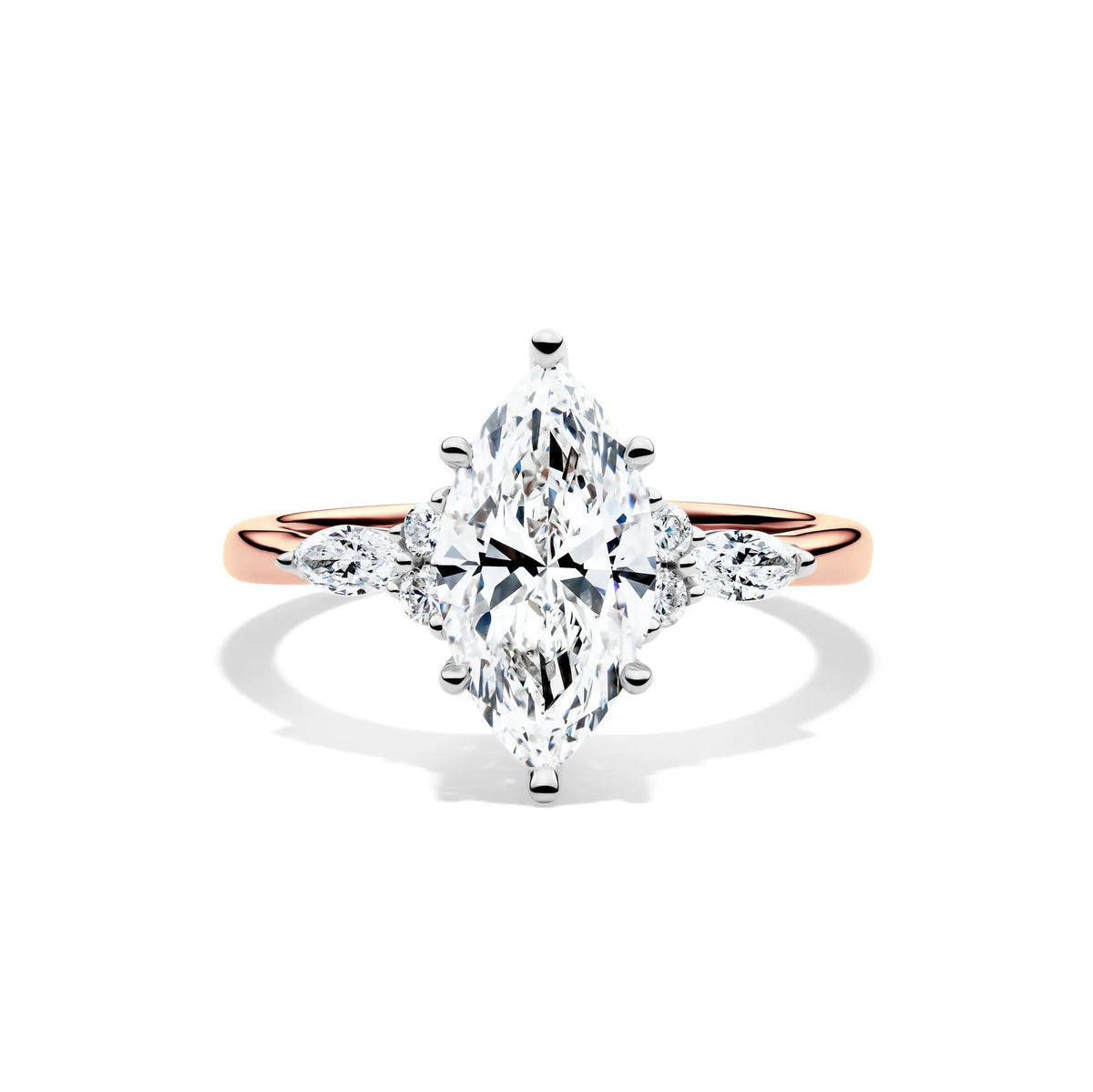 2 1/4 CT. Tw. Lab Grown Diamond Marquise-Cut Engagement Ring 14K Rose and White Gold Size 5 1mm