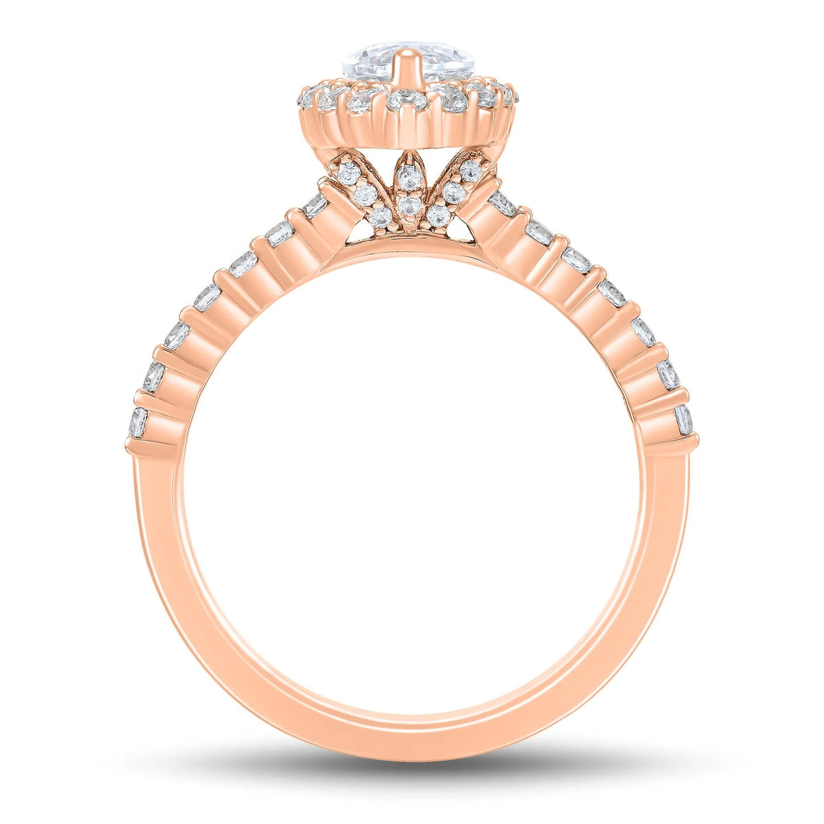 1 3/4 CT. Tw. Lab Grown Diamond Marquise Halo Engagement Ring 14K Rose Gold Size 5.5 1mm