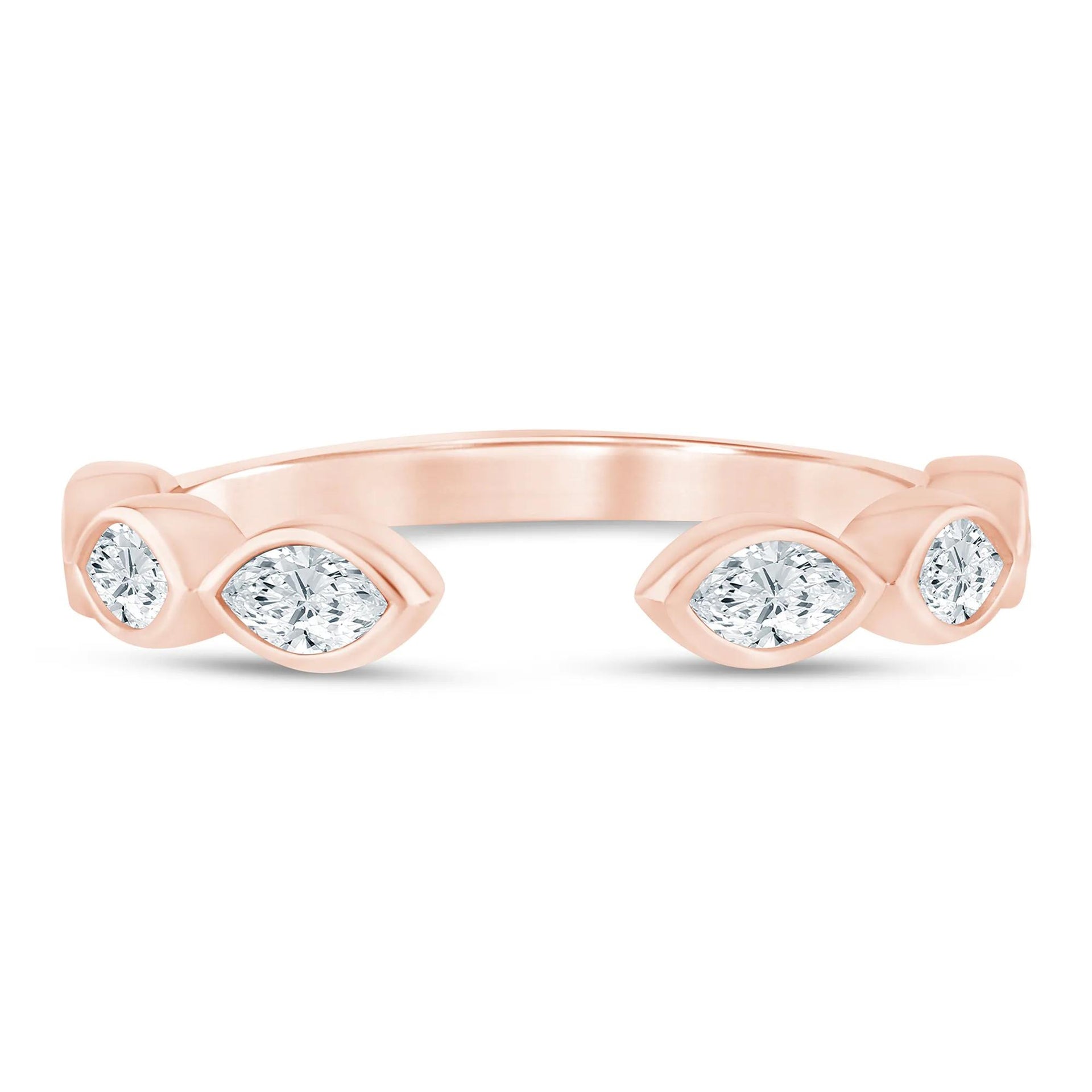 5/8 CT. Tw. Lab Grown Diamond Marquise Open Band Ring 14K Rose Gold Size 5 2mm