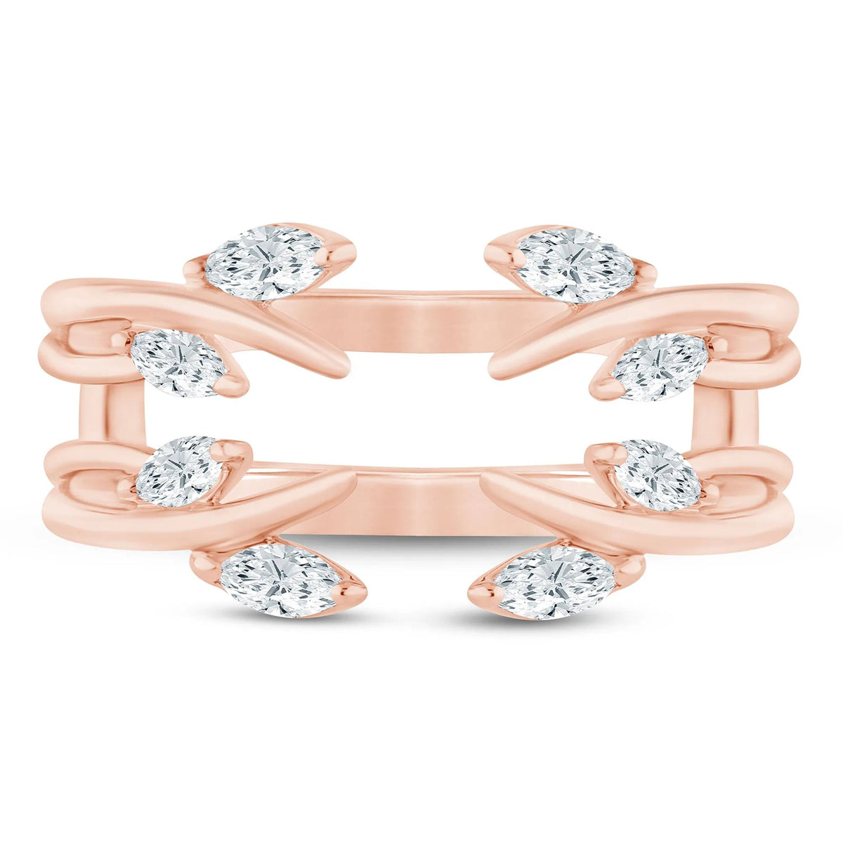 3/8 CT. Tw. Lab Grown Diamond Marquise Open Insert 14K Rose Gold Ring Size 8.5 6.5mm