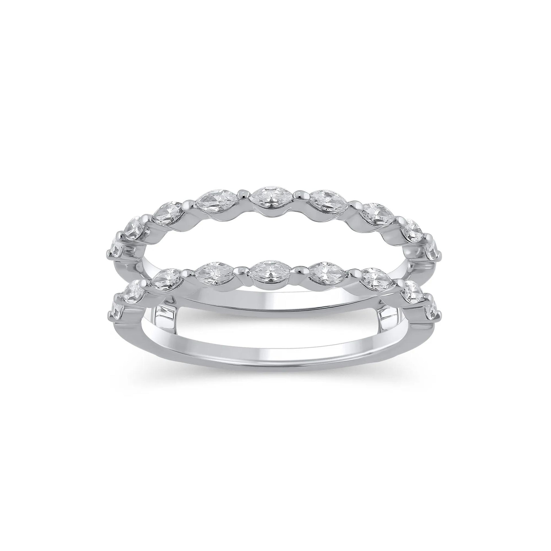 1/2 CT. Tw. Lab Grown Diamond Marquise-Shaped Ring Insert 14K White Gold Size 7.5