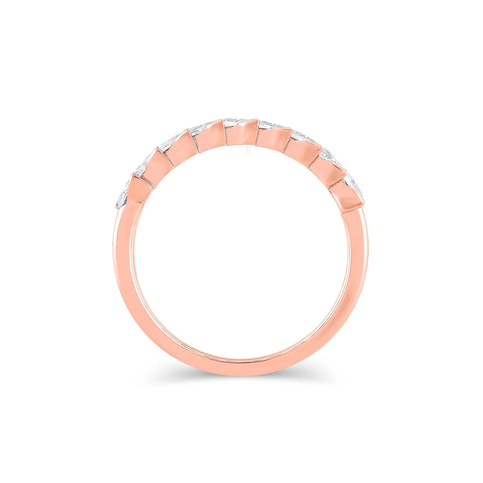 1 CT. Tw. Lab Grown Diamond Marquise Slant Anniversary Band Ring 10K Rose Gold Size 6 4.5mm