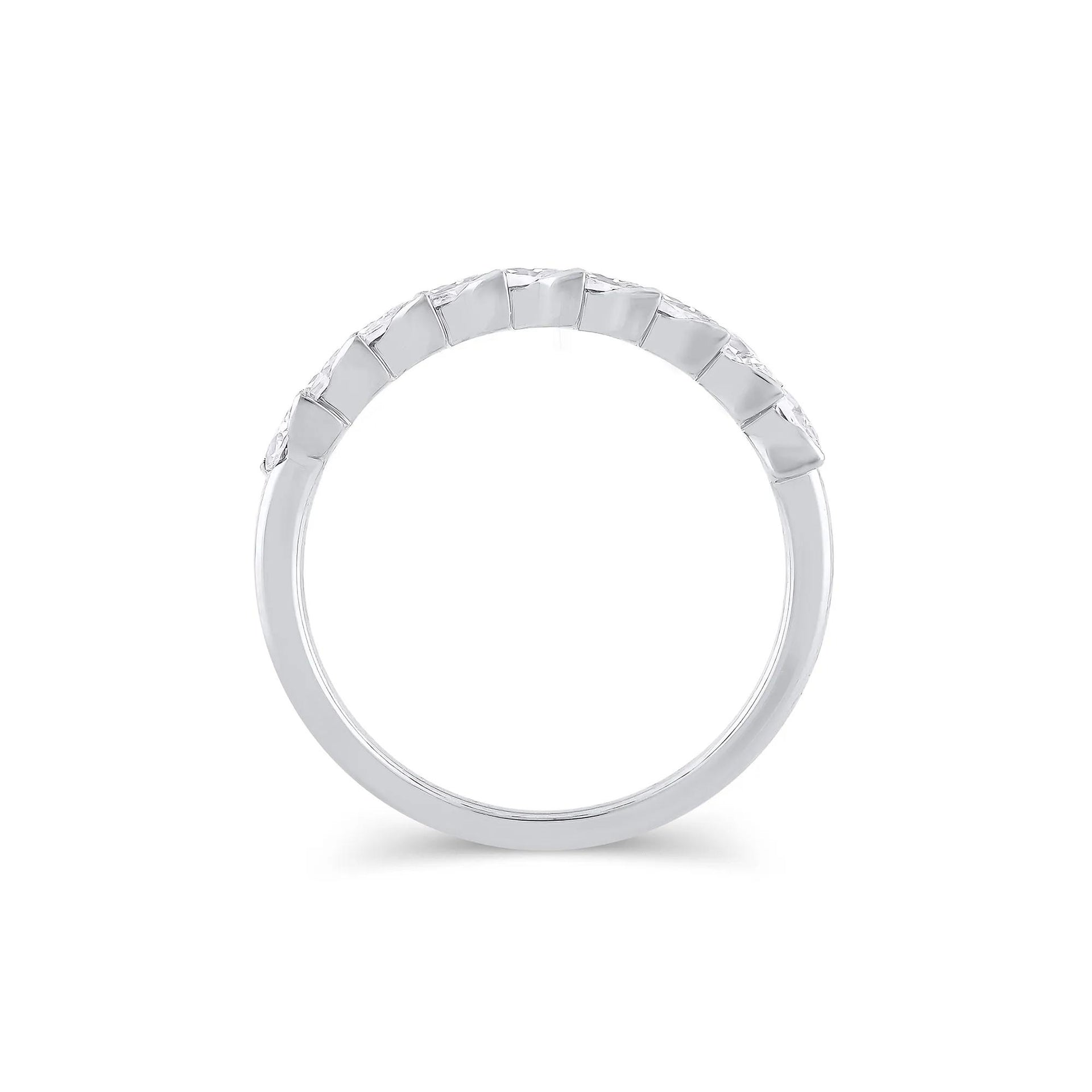 1 CT. Tw. Lab Grown Diamond Marquise Slant Anniversary Band Ring 10K White Gold Size 6 4.5mm