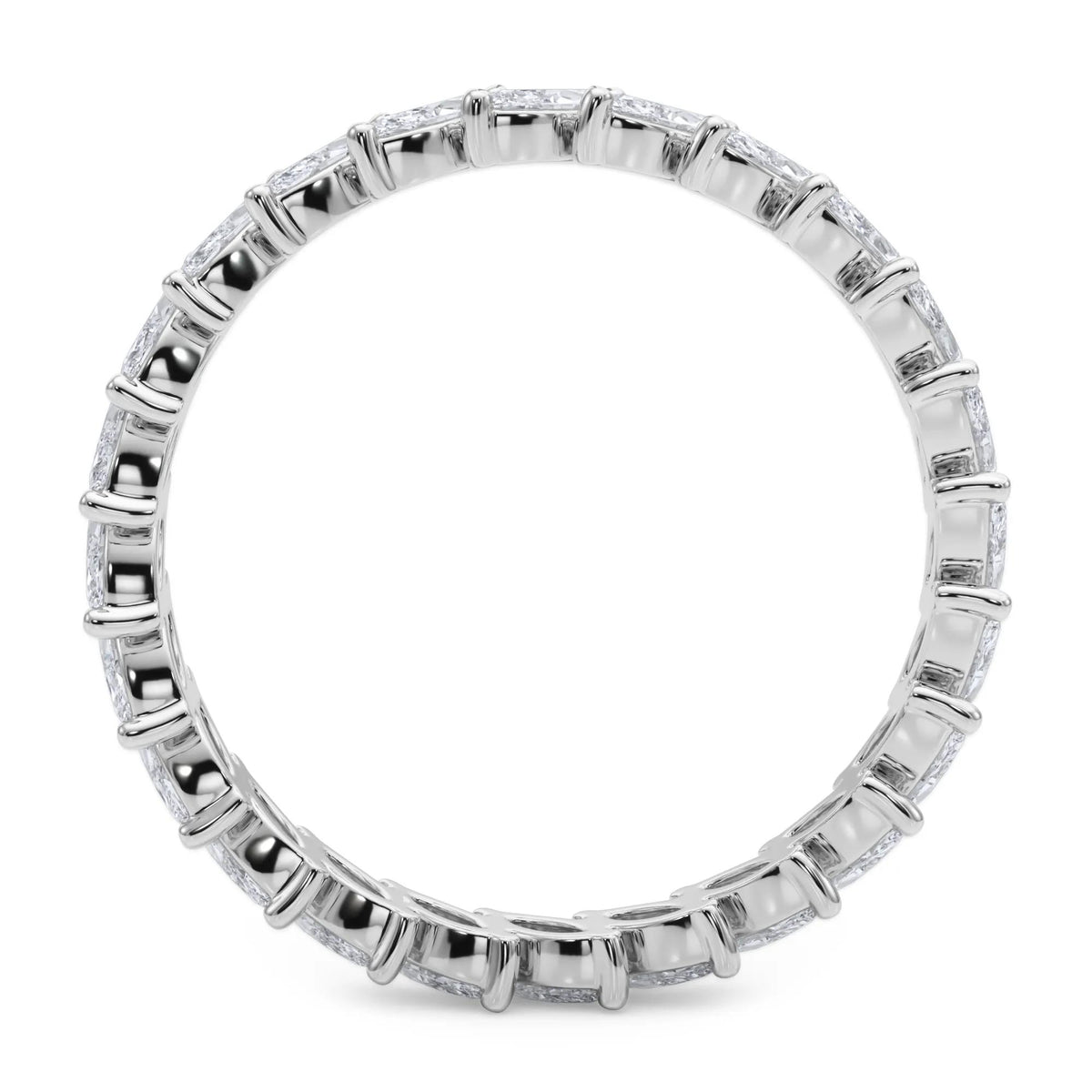 2 CT. Tw. Lab Grown Diamond Marquise Slant Eternity Band Ring 14K White Gold Size 5.5 4mm
