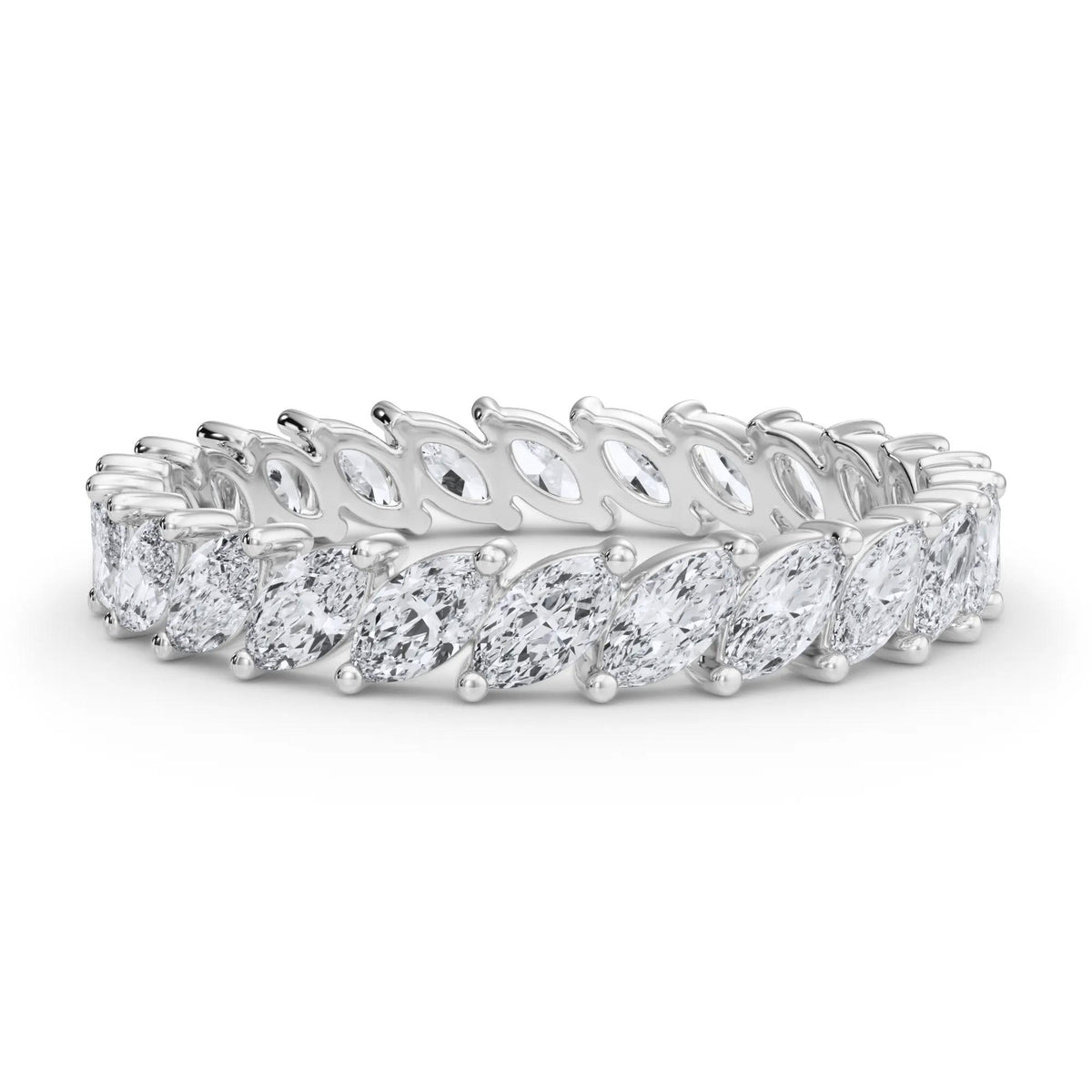 2 CT. Tw. Lab Grown Diamond Marquise Slant Eternity Band Ring 14K White Gold Size 5.5 4mm