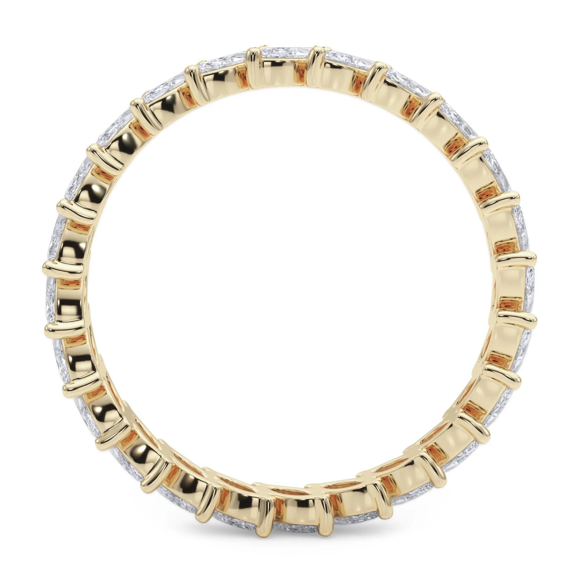 2 CT. Tw. Lab Grown Diamond Marquise Slant Eternity Band Ring 14K Yellow Gold Size 7.5 4mm