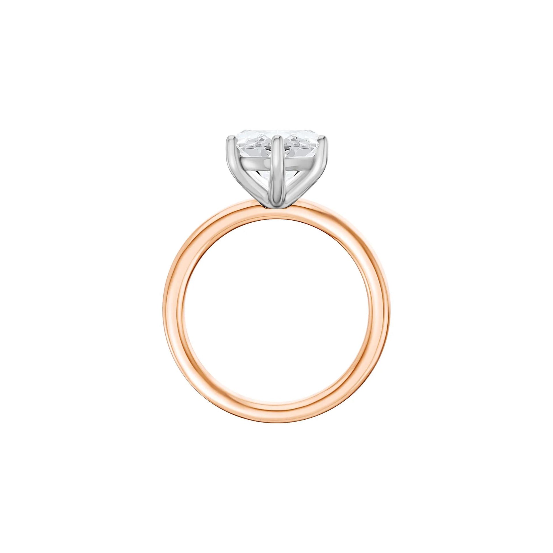 Lab Grown Diamond Marquise Solitaire Engagement Ring 14K Rose & White Gold (4 CT.) Size 5.5 2mm