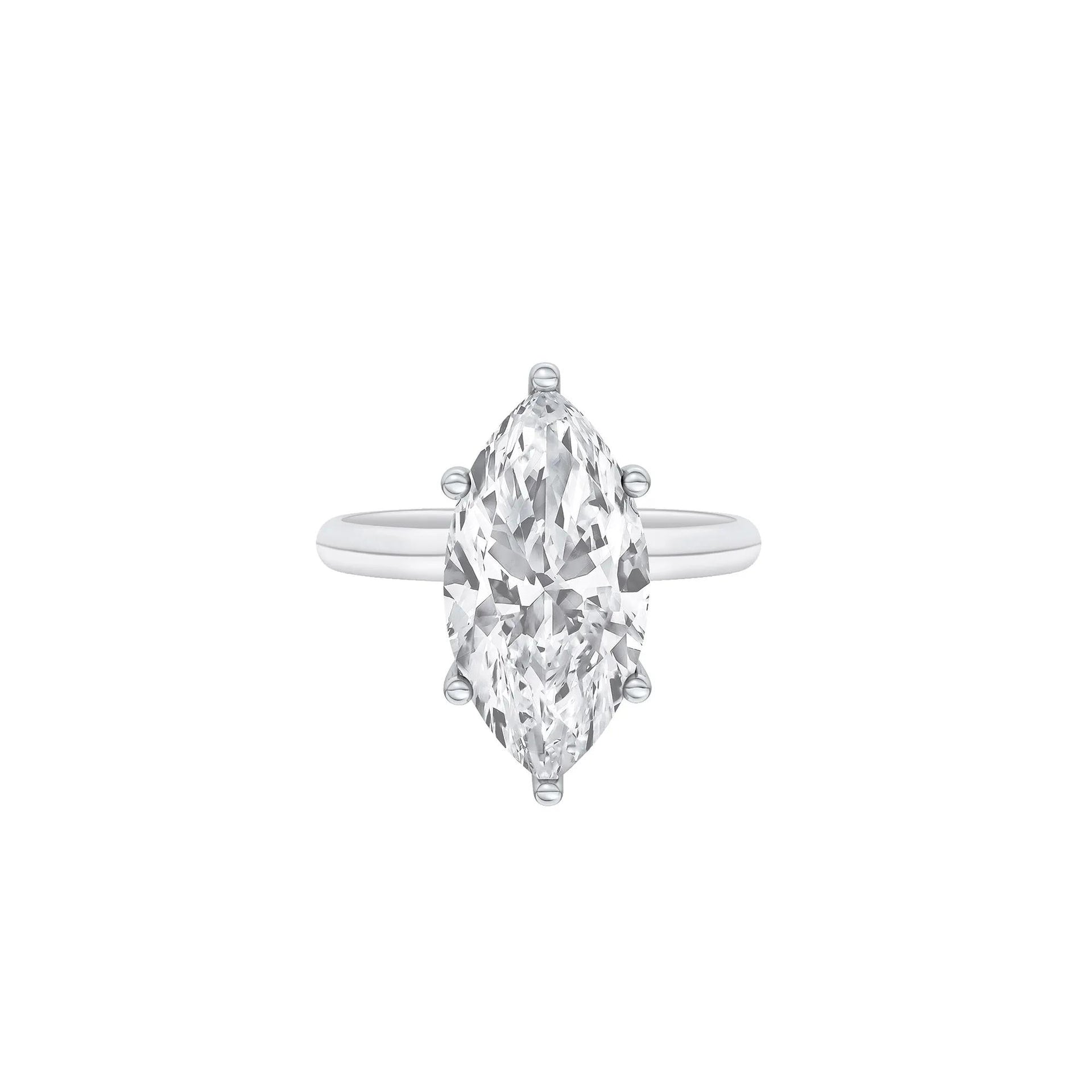 Lab Grown Diamond Marquise Solitaire Engagement Ring Platinum (5 CT.) White Size 4 2mm