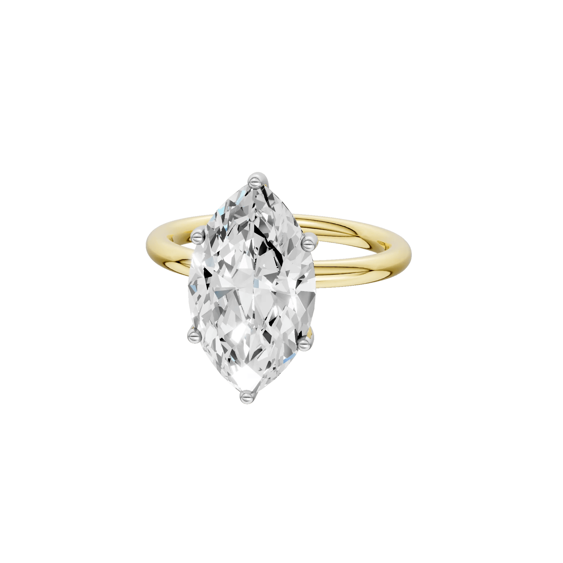 4 CT. Tw. Lab Grown Diamond Marquise Solitaire Engagement Ring 14K Yellow and White Gold Size 7 2mm