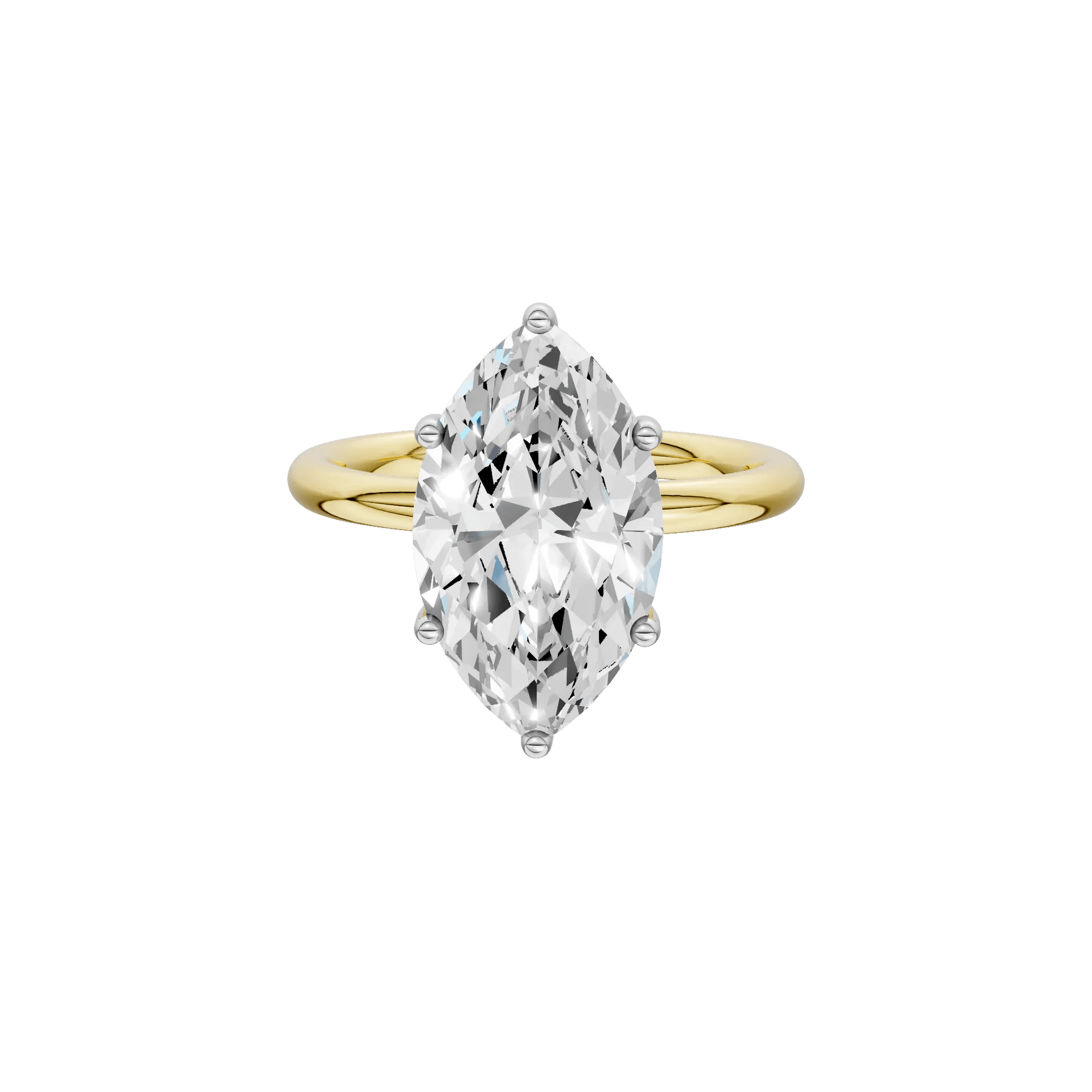 4 CT. Tw. Lab Grown Diamond Marquise Solitaire Engagement Ring 14K Yellow and White Gold Size 7 2mm