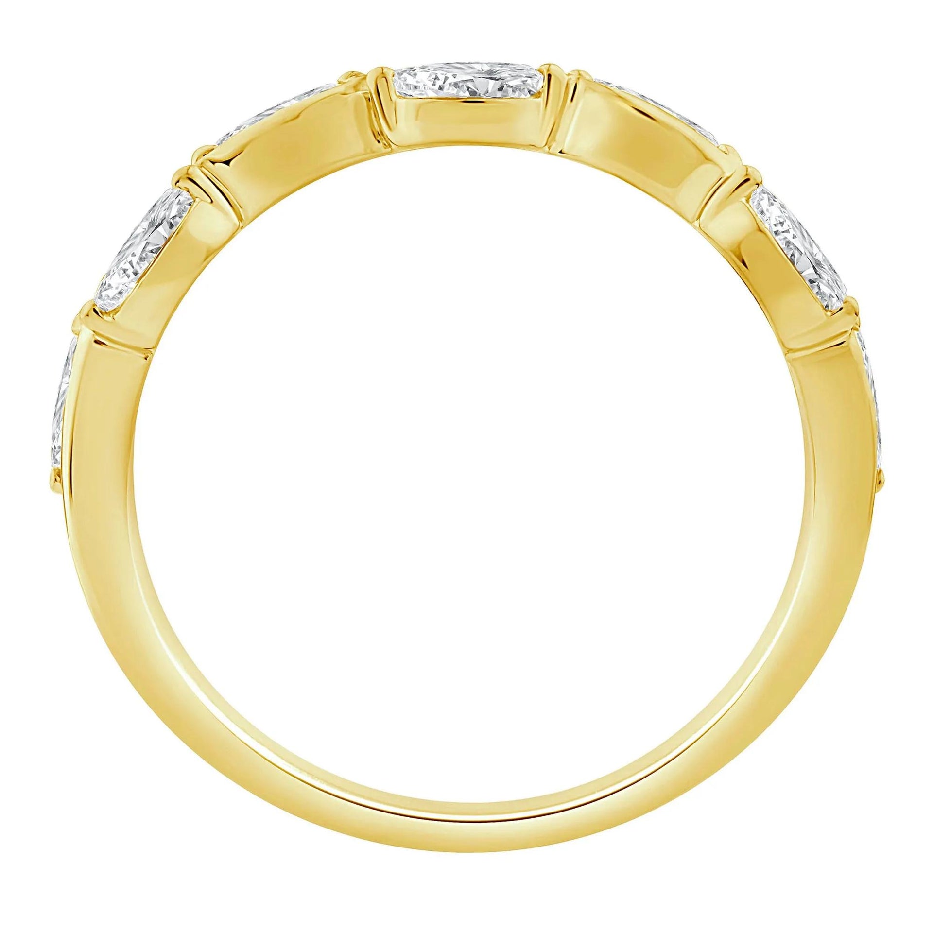 1/2 CT. Tw. Lab Grown Diamond Marquise Stack Band Ring 10K Yellow Gold Size 10 1.5mm
