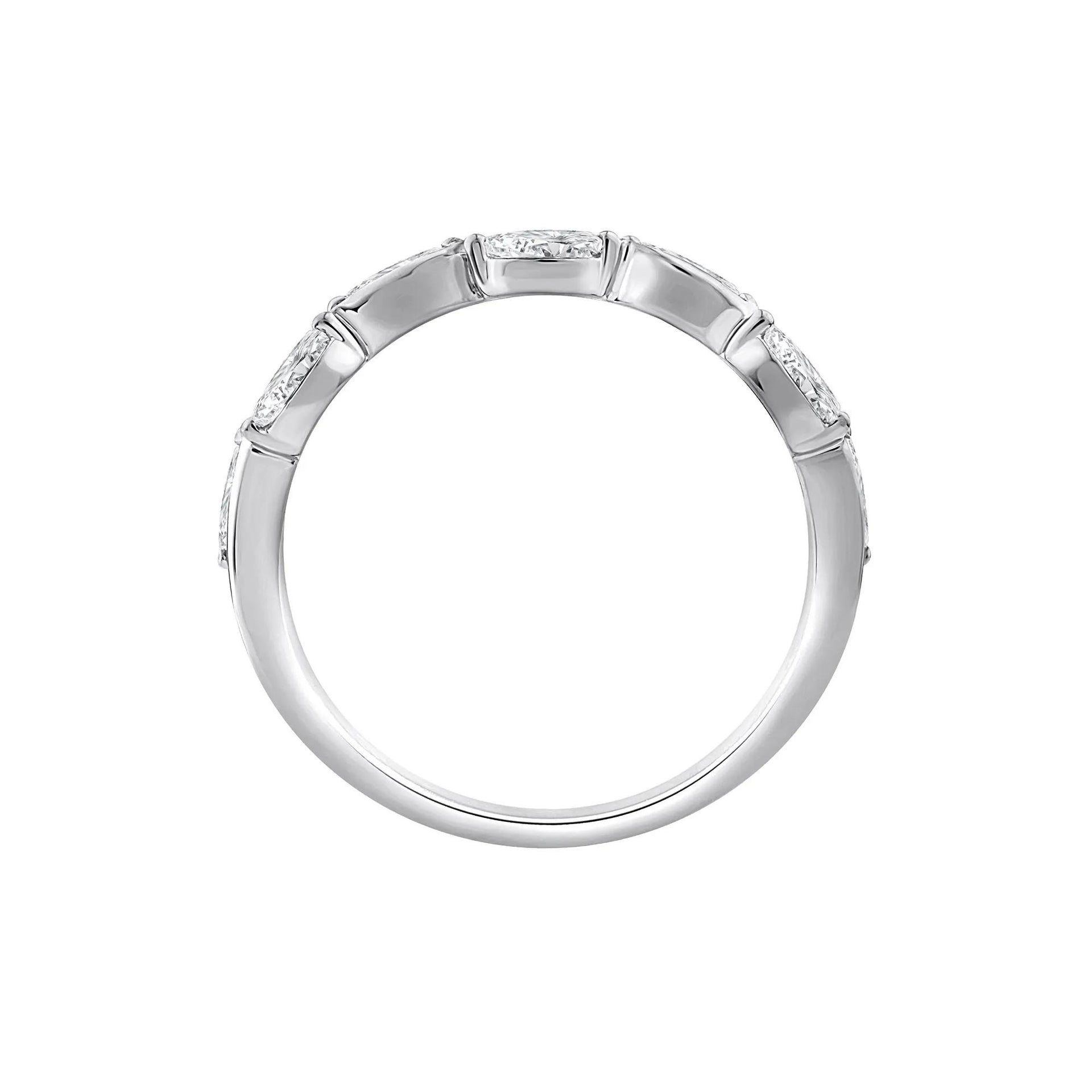 1/2 CT. Tw. Lab Grown Diamond Marquise Stack Band Ring 10K White Gold Size 8.5 1.5mm