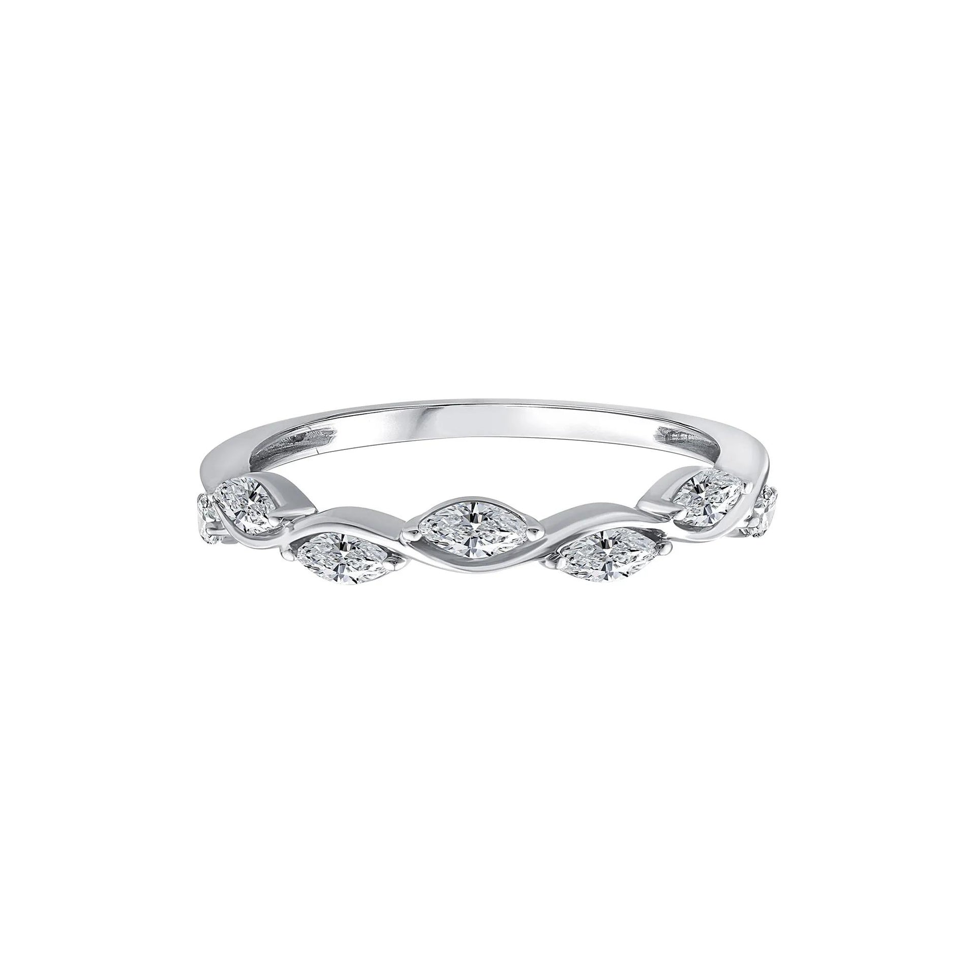 1/2 CT. Tw. Lab Grown Diamond Marquise Stack Band Ring 10K White Gold Size 8.5 1.5mm
