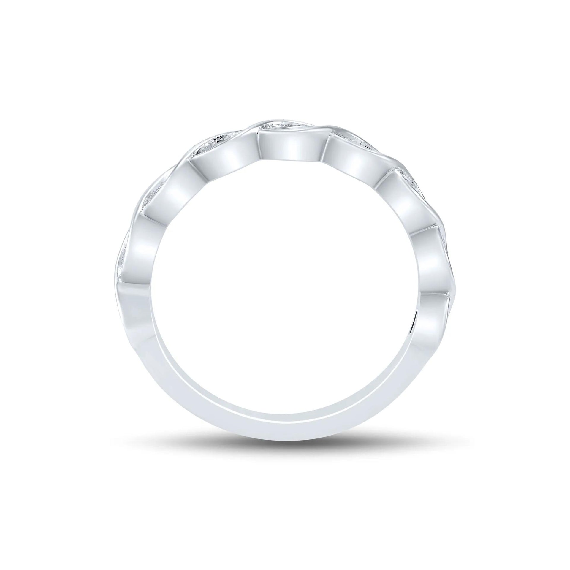 1/2 CT. Tw. Lab Grown Diamond Marquise Wave Band Ring 10K White Gold Size 7.5 2mm