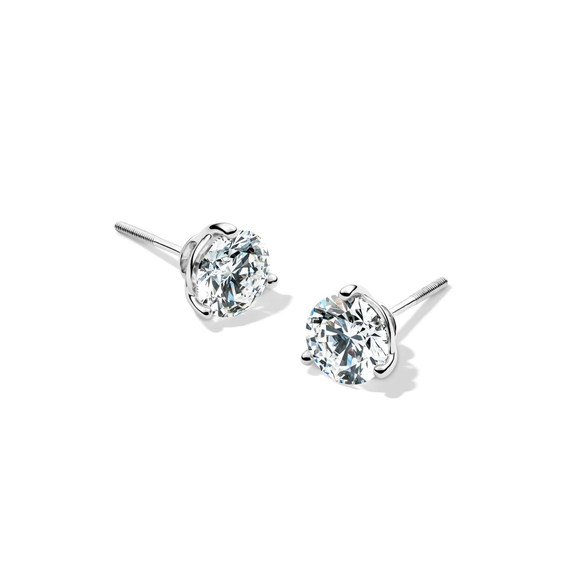 2 CT. Tw. Lab Grown Diamond Martini Stud Earrings 14K White Gold Size 6.50mm