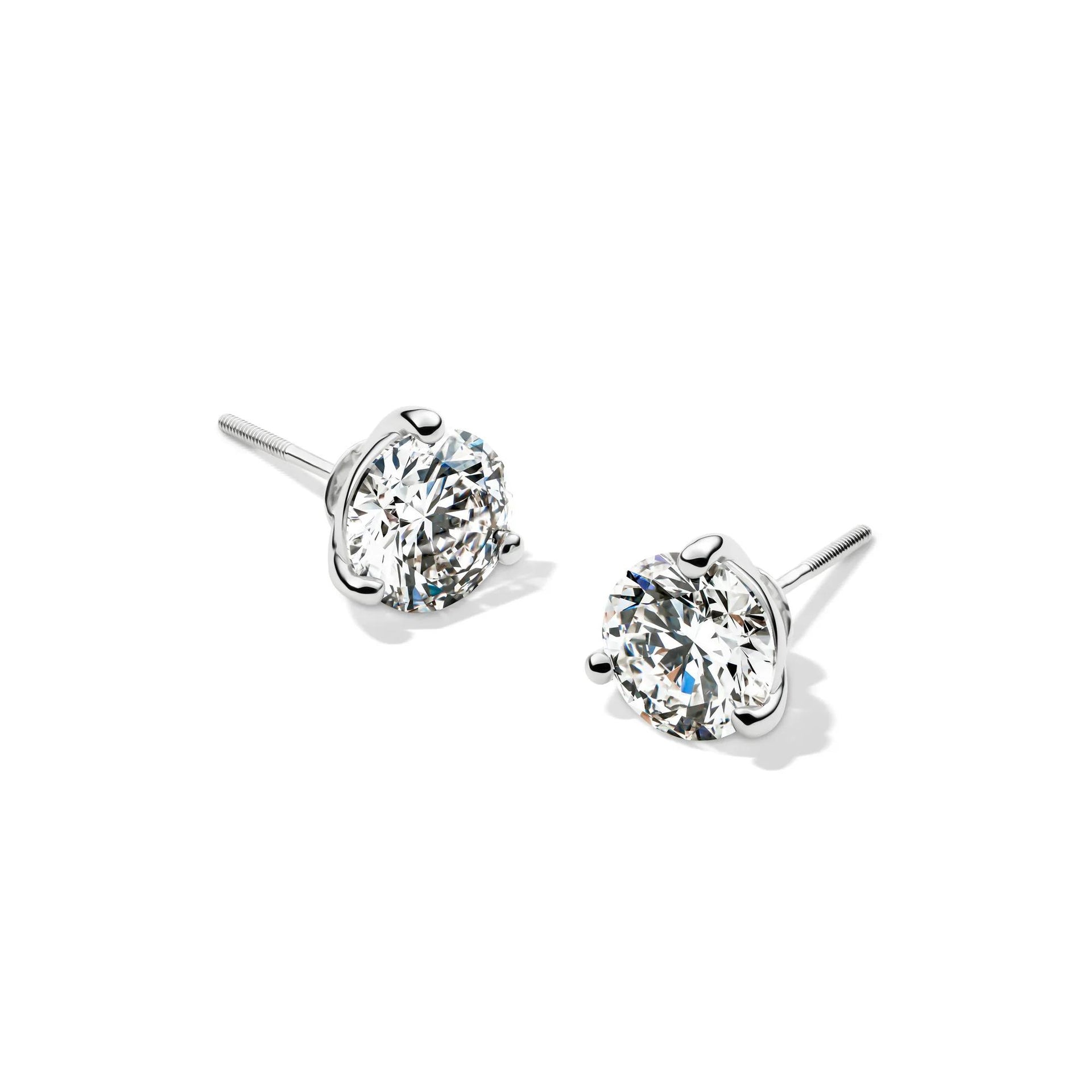 3 CT. Tw. Lab Grown Diamond Martini Stud Earrings 14K White Gold Size 7.50mm