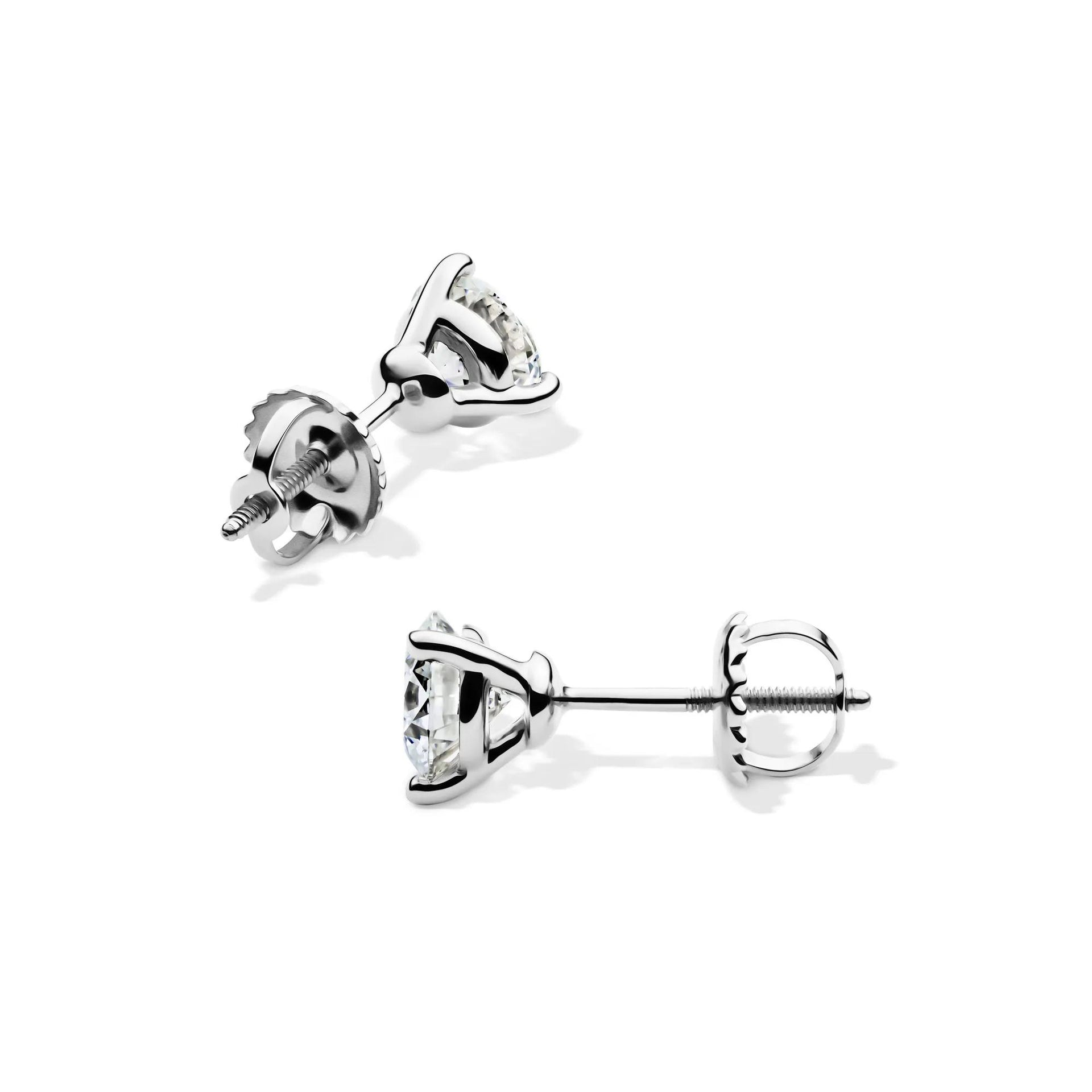 1 CT. Tw. Lab Grown Diamond Martini Stud Earrings 14K White Gold Size 5.20mm