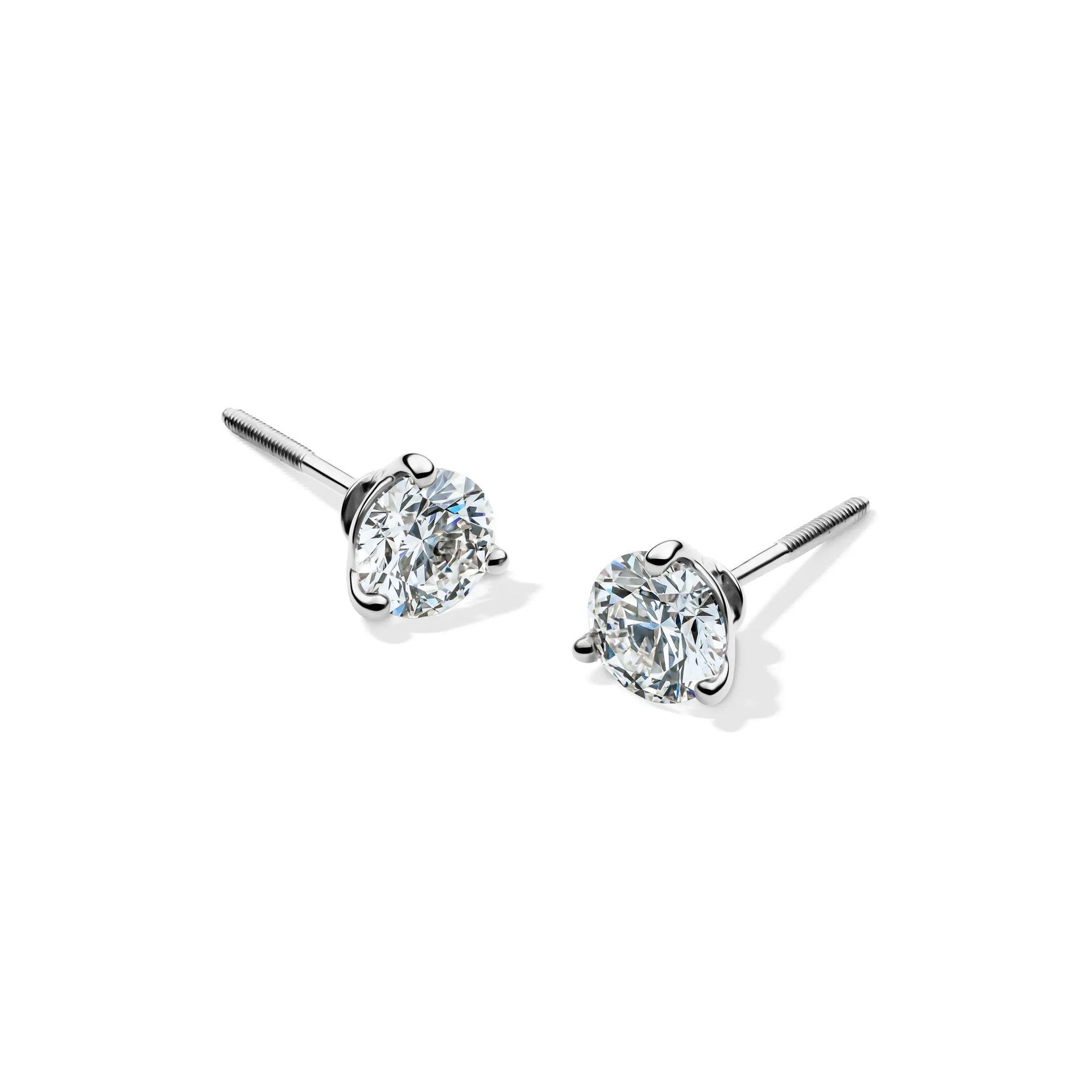 1 CT. Tw. Lab Grown Diamond Martini Stud Earrings 14K White Gold Size 5.20mm