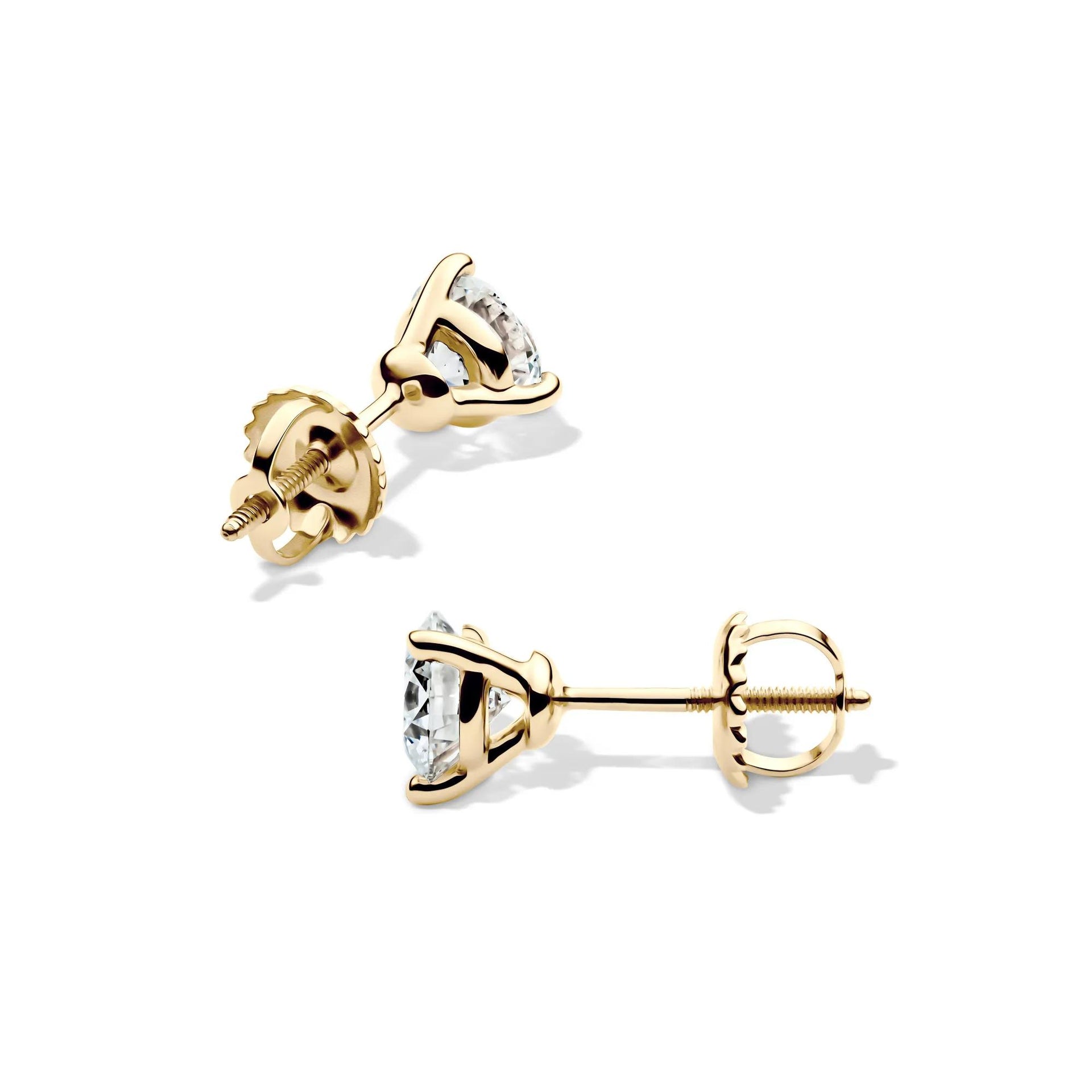 1 CT. Tw. Lab Grown Diamond Martini Stud Earrings 14K Yellow Gold Size 5.20mm