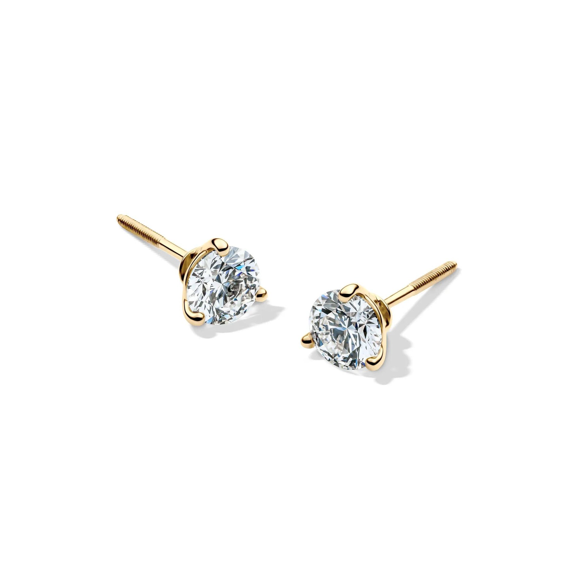 1 CT. Tw. Lab Grown Diamond Martini Stud Earrings 14K Yellow Gold Size 5.20mm