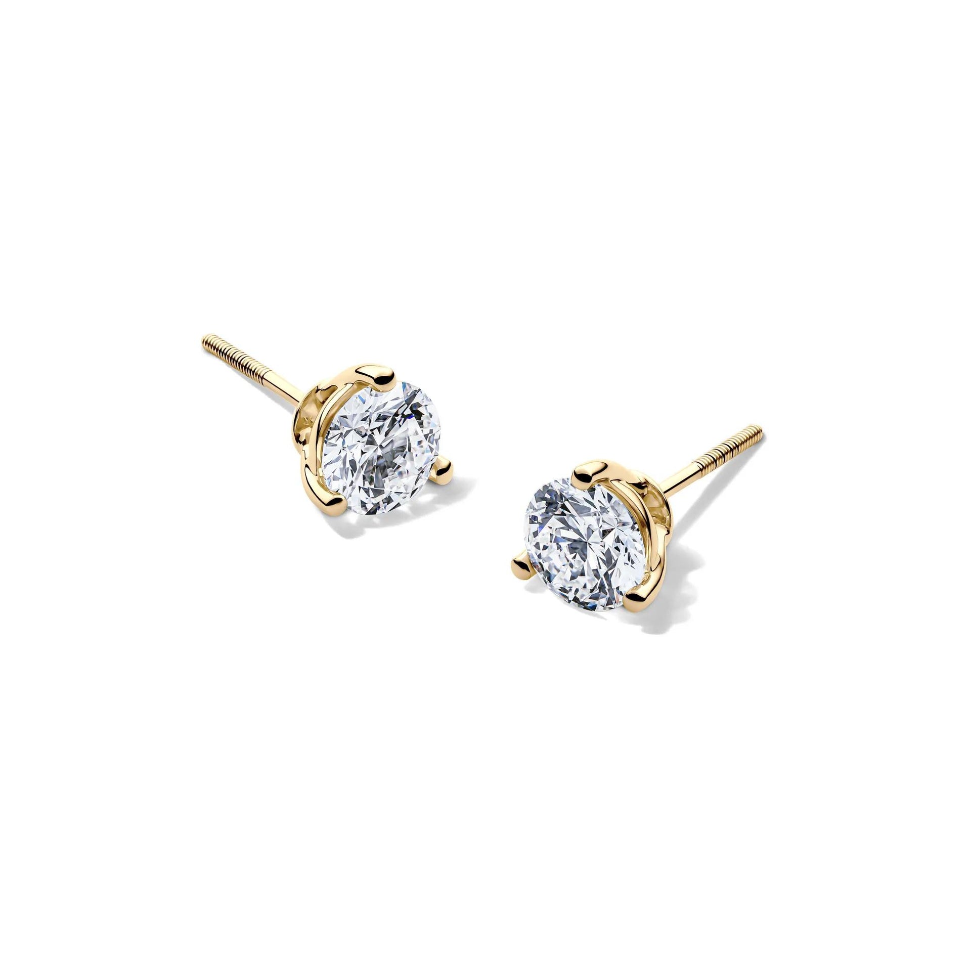 1/2 CT. Tw. Lab Grown Diamond Round Martini Stud Earrings 14K Yellow Gold Size 6.00mm
