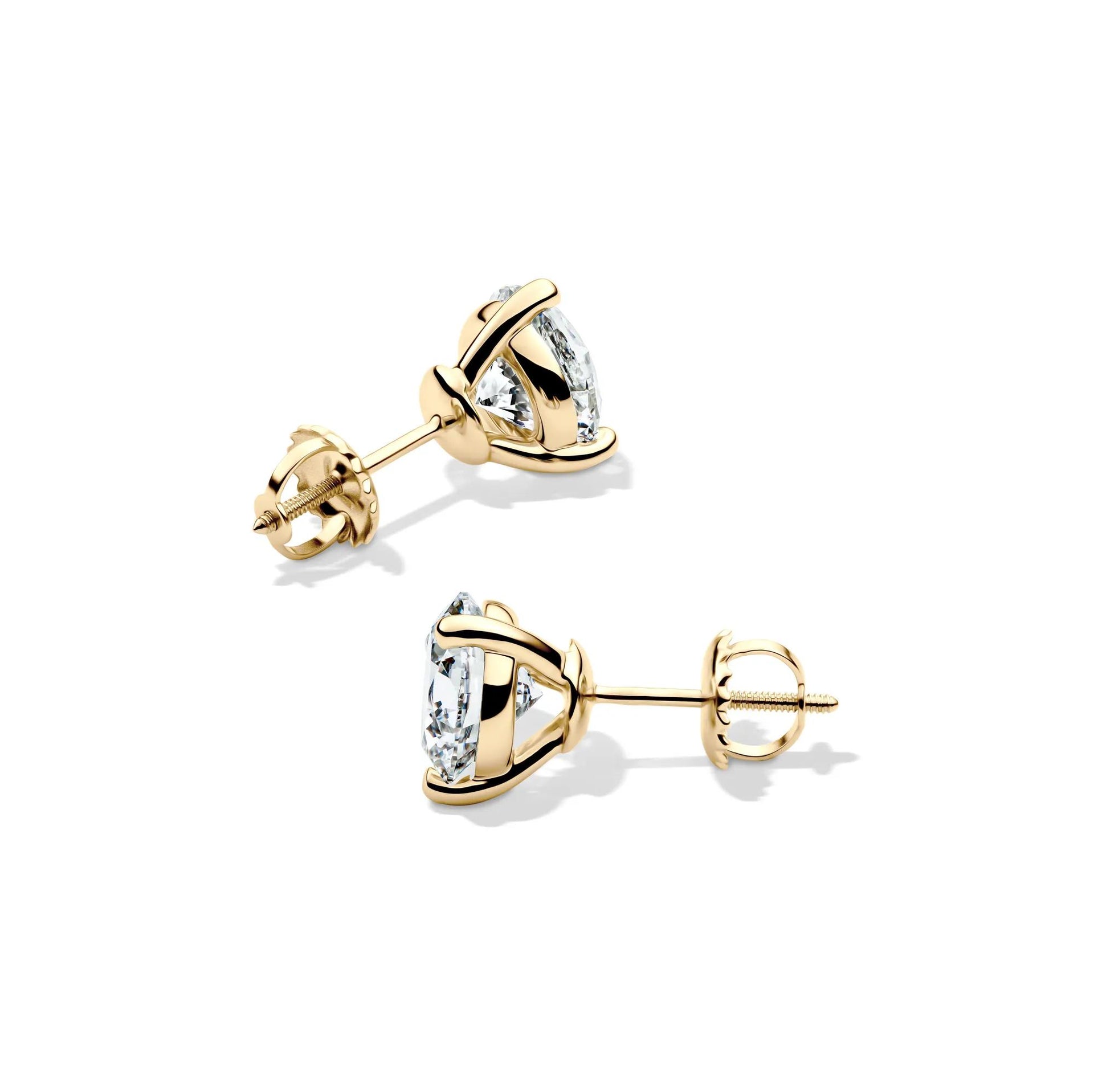 3 CT. Tw. Lab Grown Diamond Round Martini Stud Earrings 14K Yellow Gold Size 7.50mm