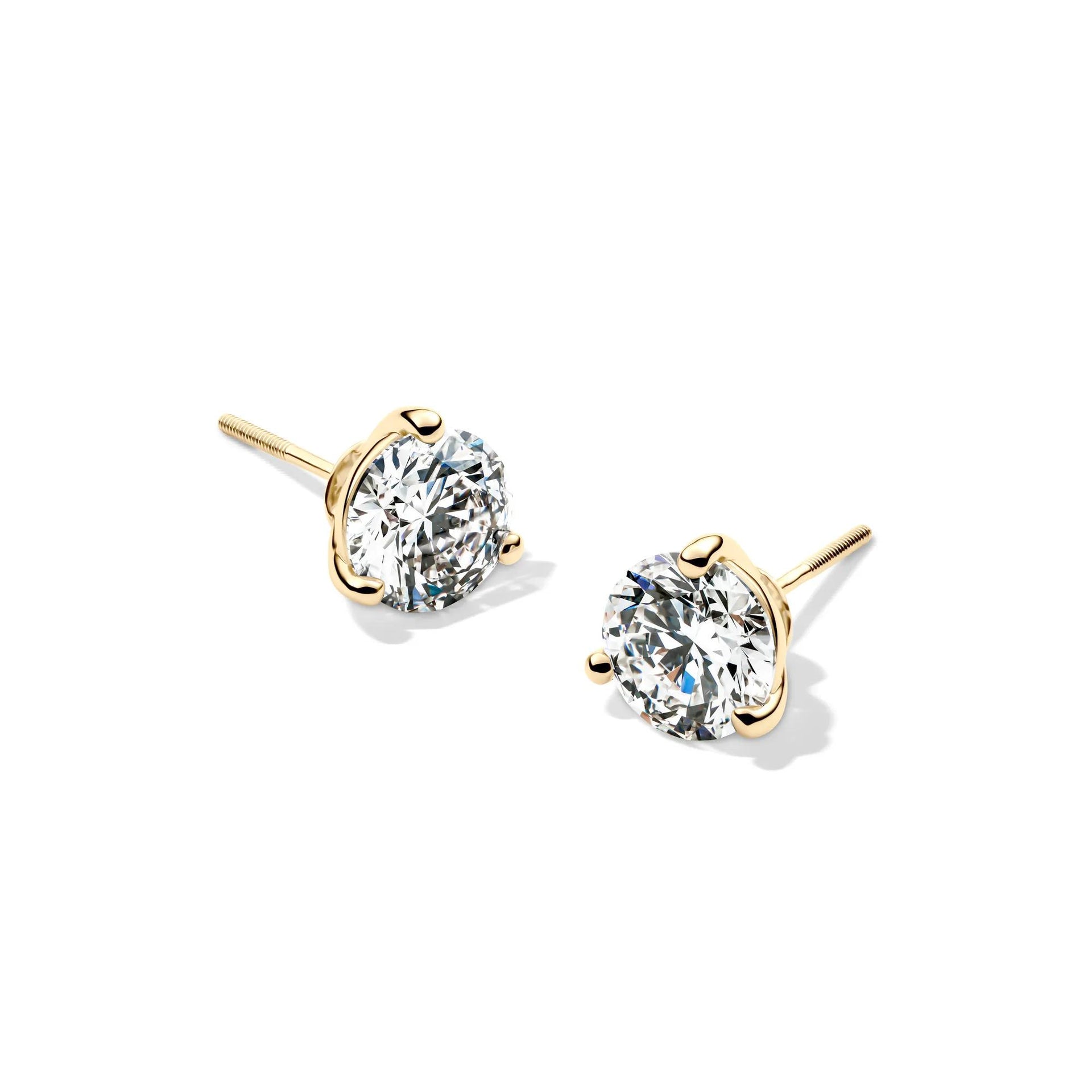 3 CT. Tw. Lab Grown Diamond Round Martini Stud Earrings 14K Yellow Gold Size 7.50mm