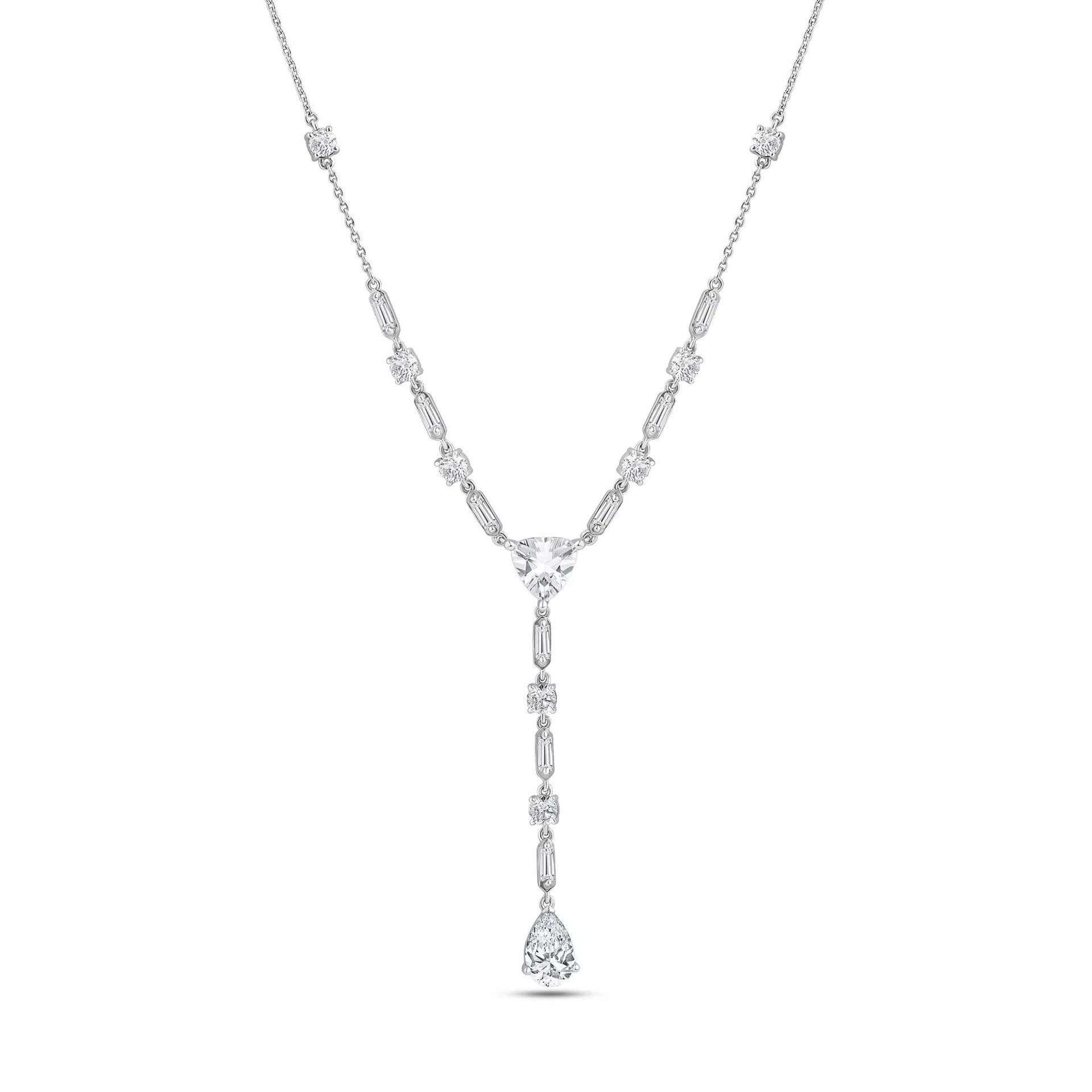 3 CT. Tw. Lab Grown Diamond Mixed Cut Lariat Necklace 14K White Gold Size 18"